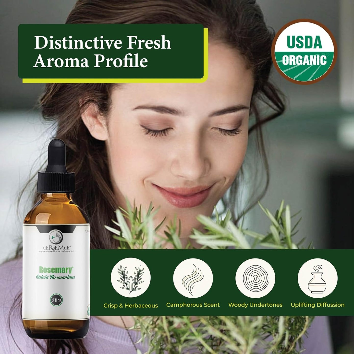 Organic Rosemary Essential Oil Chemotype Cineole | 100% Pure Steam Distilled Rosemary Oil | Fresh Herbaceous Aroma for Diffuser Aromatherapy, Massage Blends & DIY Recipes | Spain – 2 Fl Oz