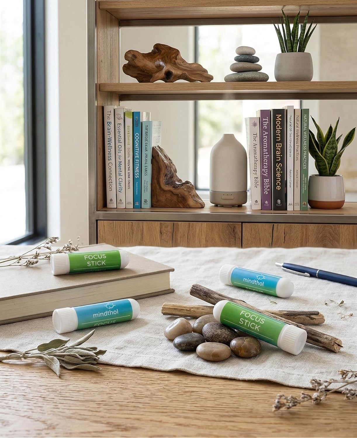 Focus Nasal Sticks (4 Pack) - Natural Mental Clarity & Concentration Aromatherapy Inhaler with Peppermint, Lemon, Rosemary & Frankincense