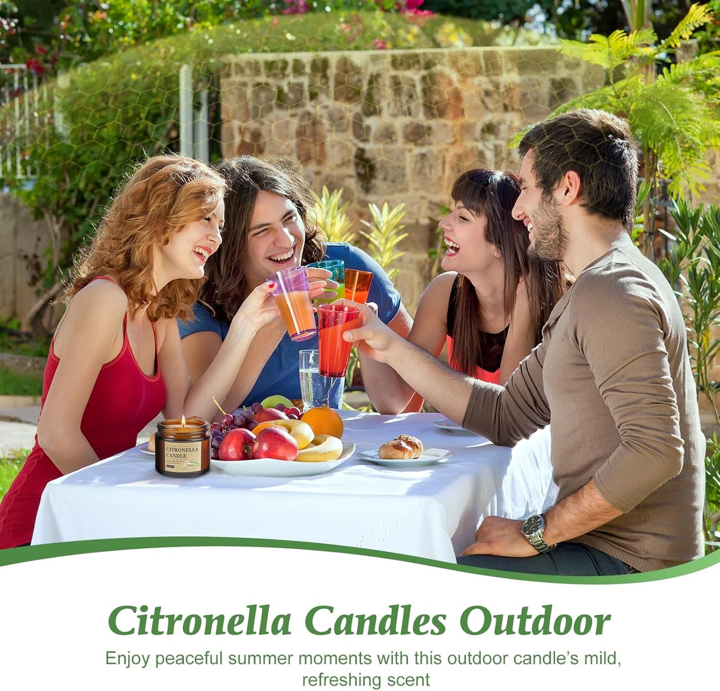 Citronella Candles Outdoor, 8 Pack Citronella Candles with Lids, 120 Hours Burn Time, Natural Soy Wax, Glass Jar Candle for Patio, Yard, Camping, Balcony, Garden, Summer Nights and Indoor Use
