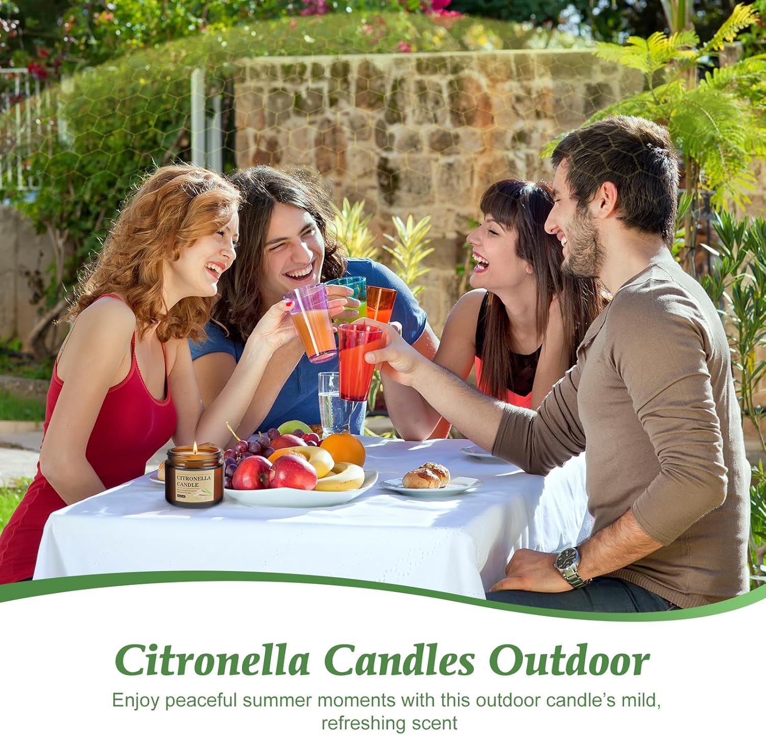 Citronella Candles Outdoor, 8 Pack Citronella Candles with Lids, 120 Hours Burn Time, Natural Soy Wax, Glass Jar Candle for Patio, Yard, Camping, Balcony, Garden, Summer Nights and Indoor Use