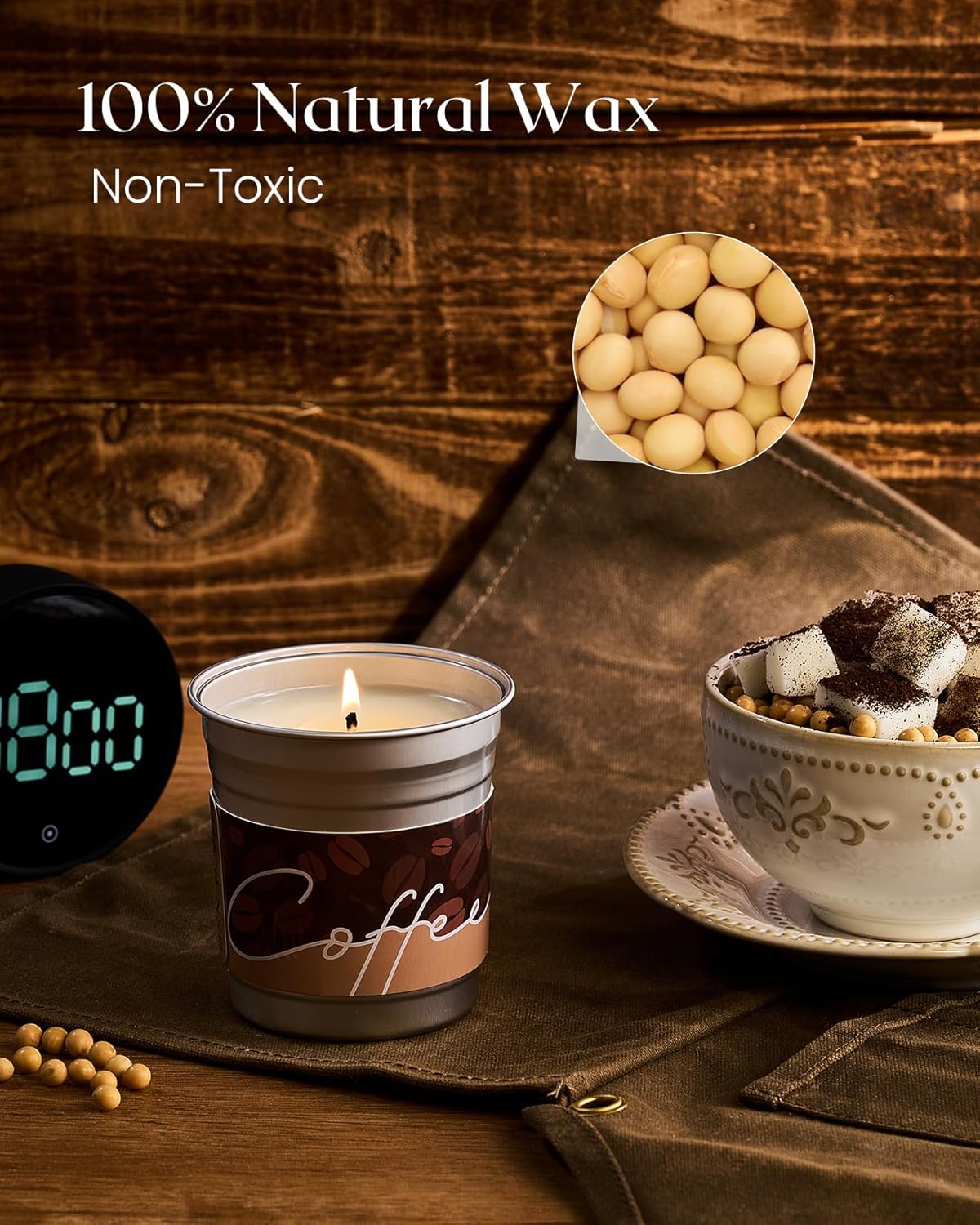 M&SENSE Iced Coffee Candle Summer Sea Salt Scented, Soy Wax 7oz | 42 Hours Long Lasting, Clean Burn, Small Jar, Stress Relief Aromatherapy, Gifts for Women Men
