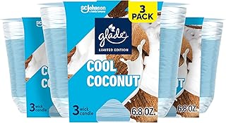 Glade 3-Wick Candle, Cool Coconut Limited Edition, Fragrance Infused with Essential Oils, 6.8 oz