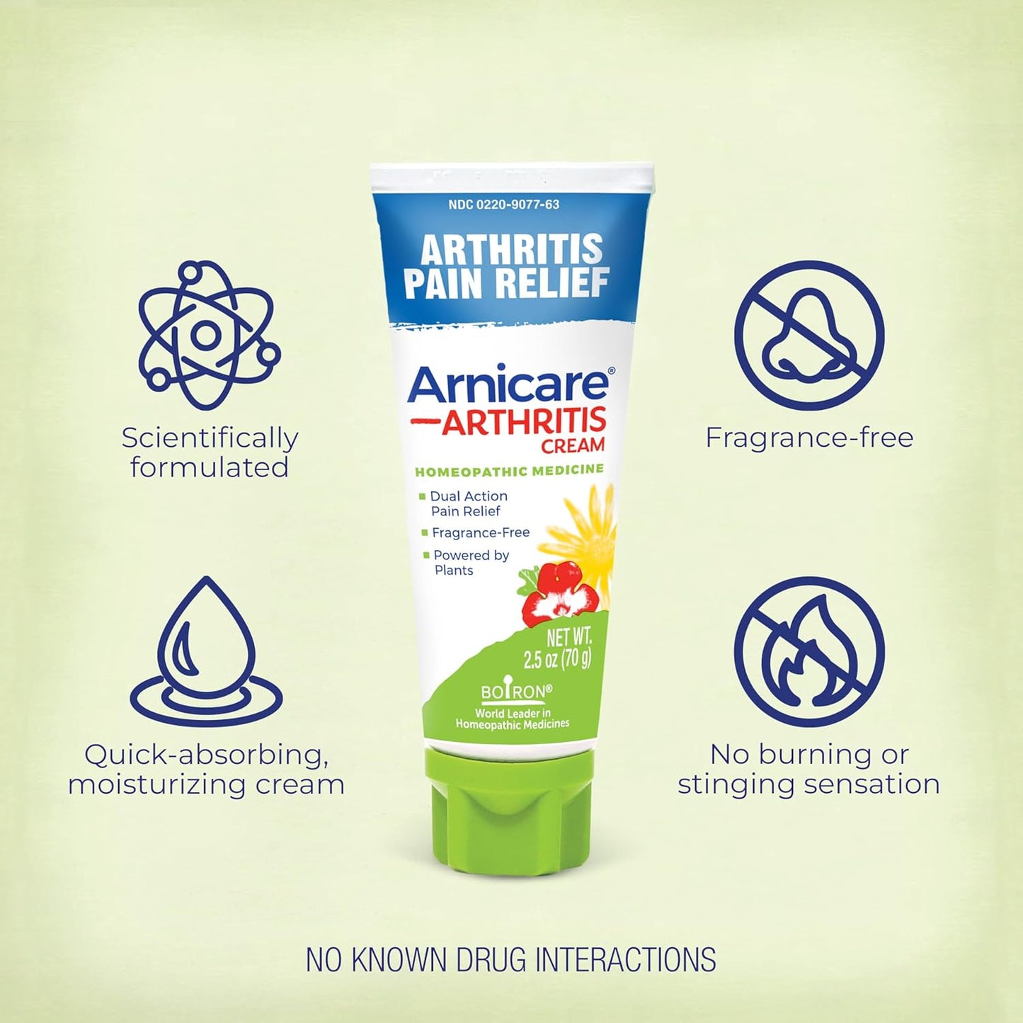 Boiron Arnicare Arthritis Cream for Pain Relief of Knees, Hands, Wrists, Elbows, Joints & Muscles – Quickly Absorbed & Fragrance-Free – 5 oz (2 Pack of 2.5 oz)