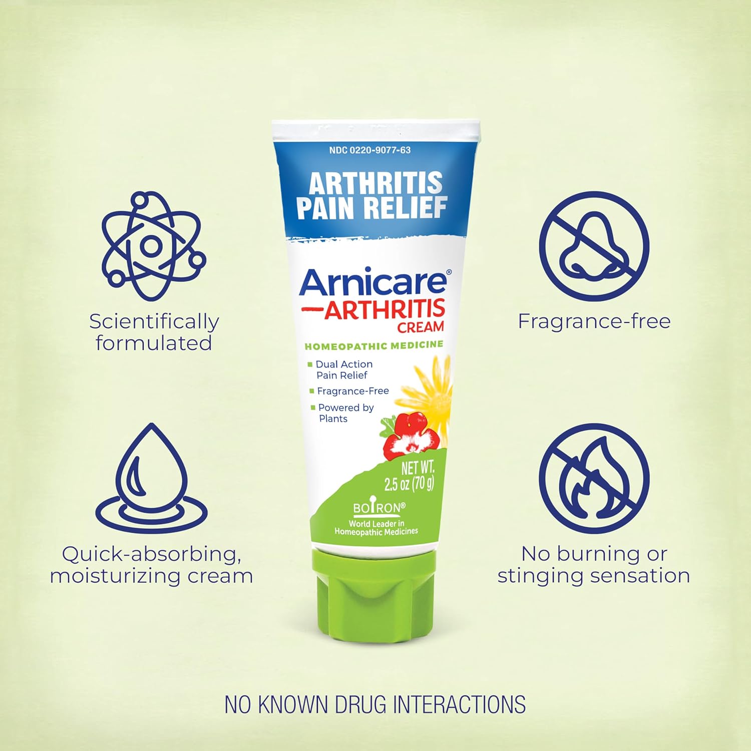 Boiron Arnicare Arthritis Cream for Pain Relief of Knees, Hands, Wrists, Elbows, Joints & Muscles – Quickly Absorbed & Fragrance-Free – 5 oz (2 Pack of 2.5 oz)