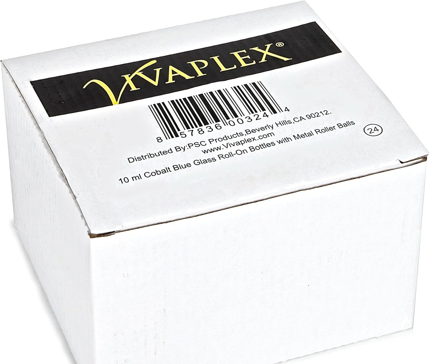 Vivaplex, 24, Cobalt Blue, 10 ml Glass Roll-on Bottles with Stainless Steel Roller Balls. 3-3 ml Droppers included