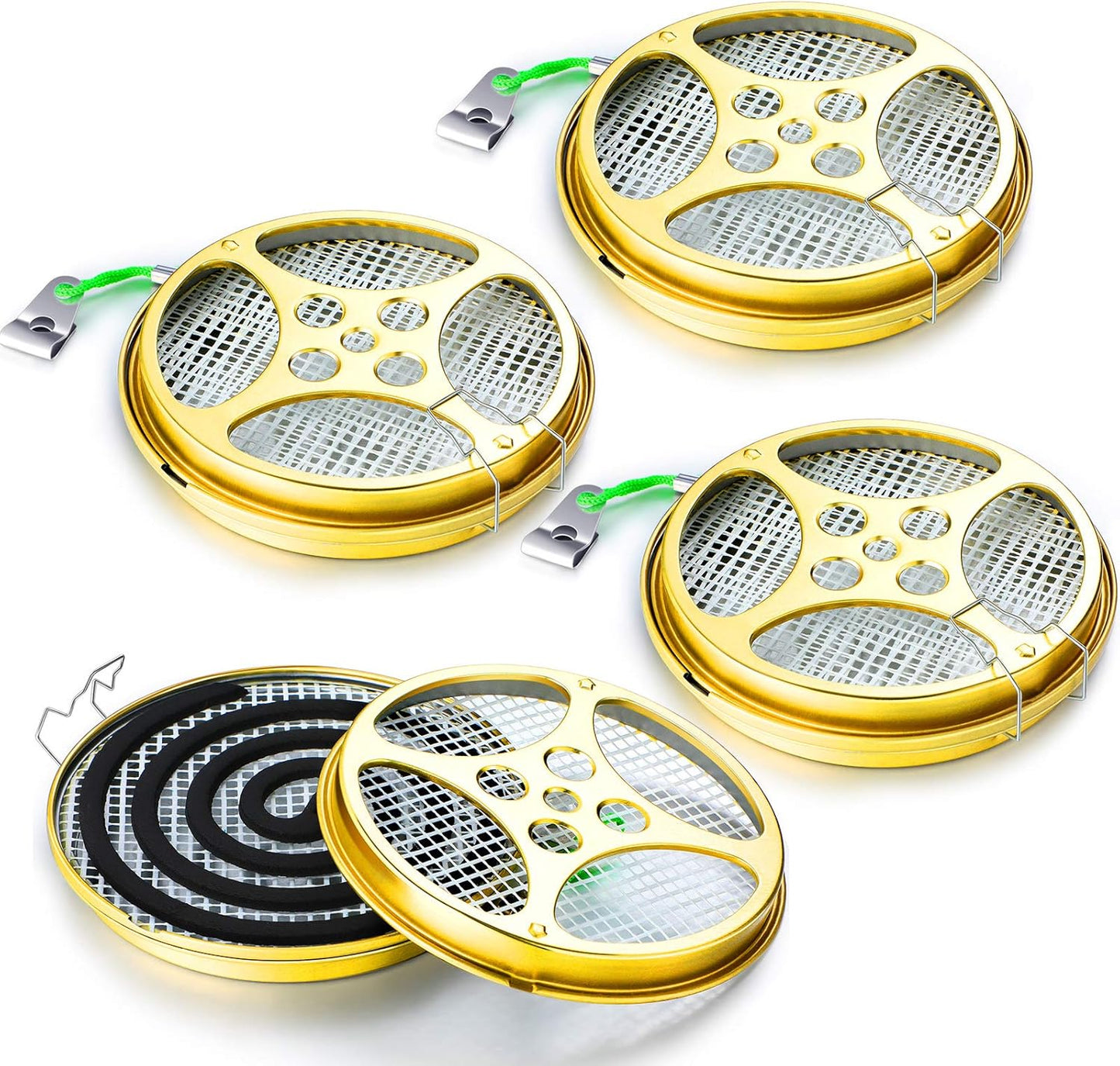Sandalwood Coil Holder Portable Sandalwood Incense Burner Metal Incense Repellent Holder for Outdoor Use Deck Patio Camping Supplies (4 Pieces)