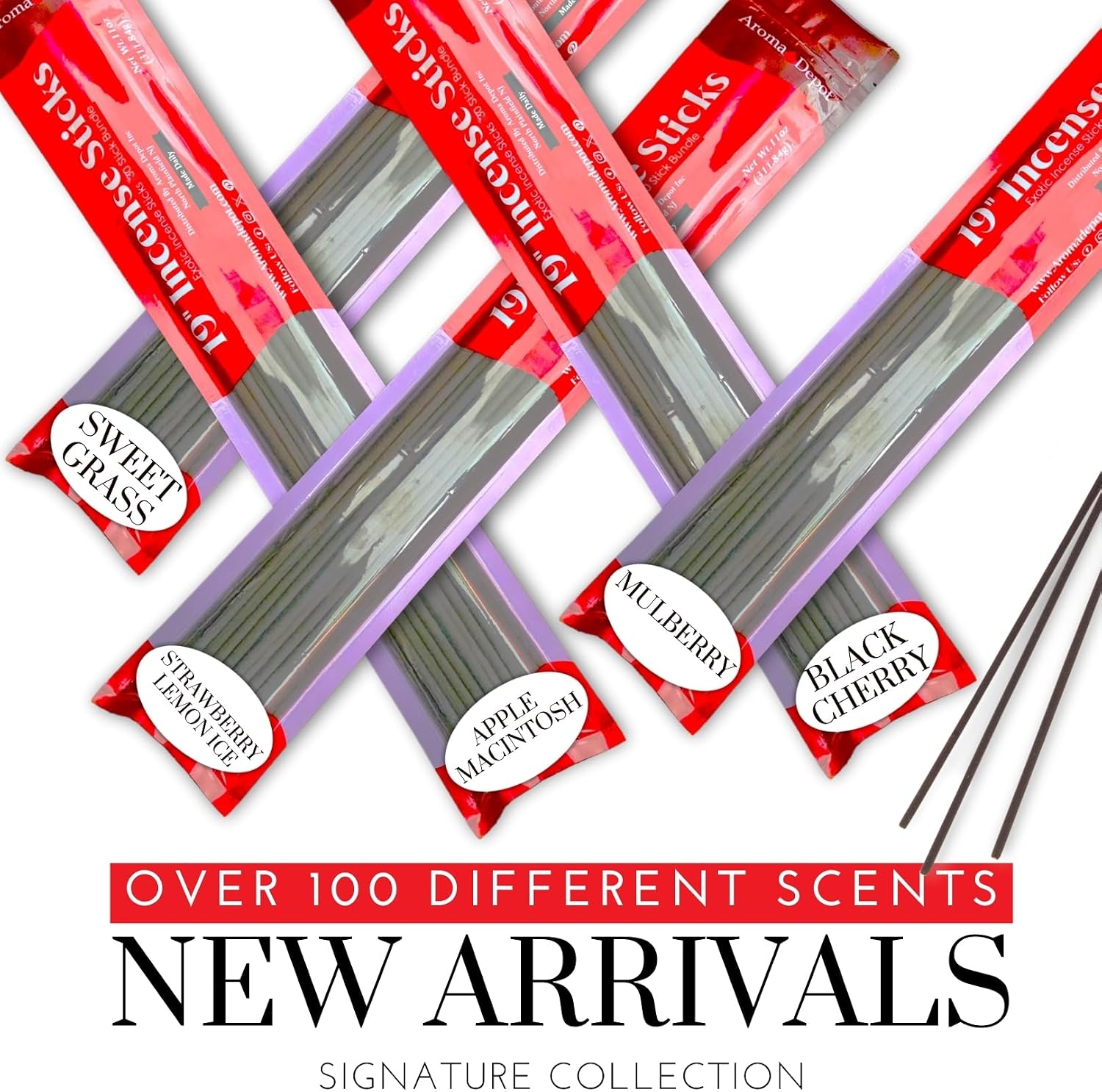 Aroma Depot Lavender 19'' Incense Sticks Jumbo. Approx 27 to 30 Sticks Per Bundle. 19 Inch Extra Large, Each Natural Stick Burns for 3 to 4 Hours. Most Exotic Long-Lasting Fragrance.