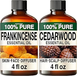 Kukka Frankincense (4 fl oz) & Cedarwood Essential Oil (4 fl oz) Set - Grounding Aromatherapy Blend for Diffusion & DIY (Dilute Before Topical Use)