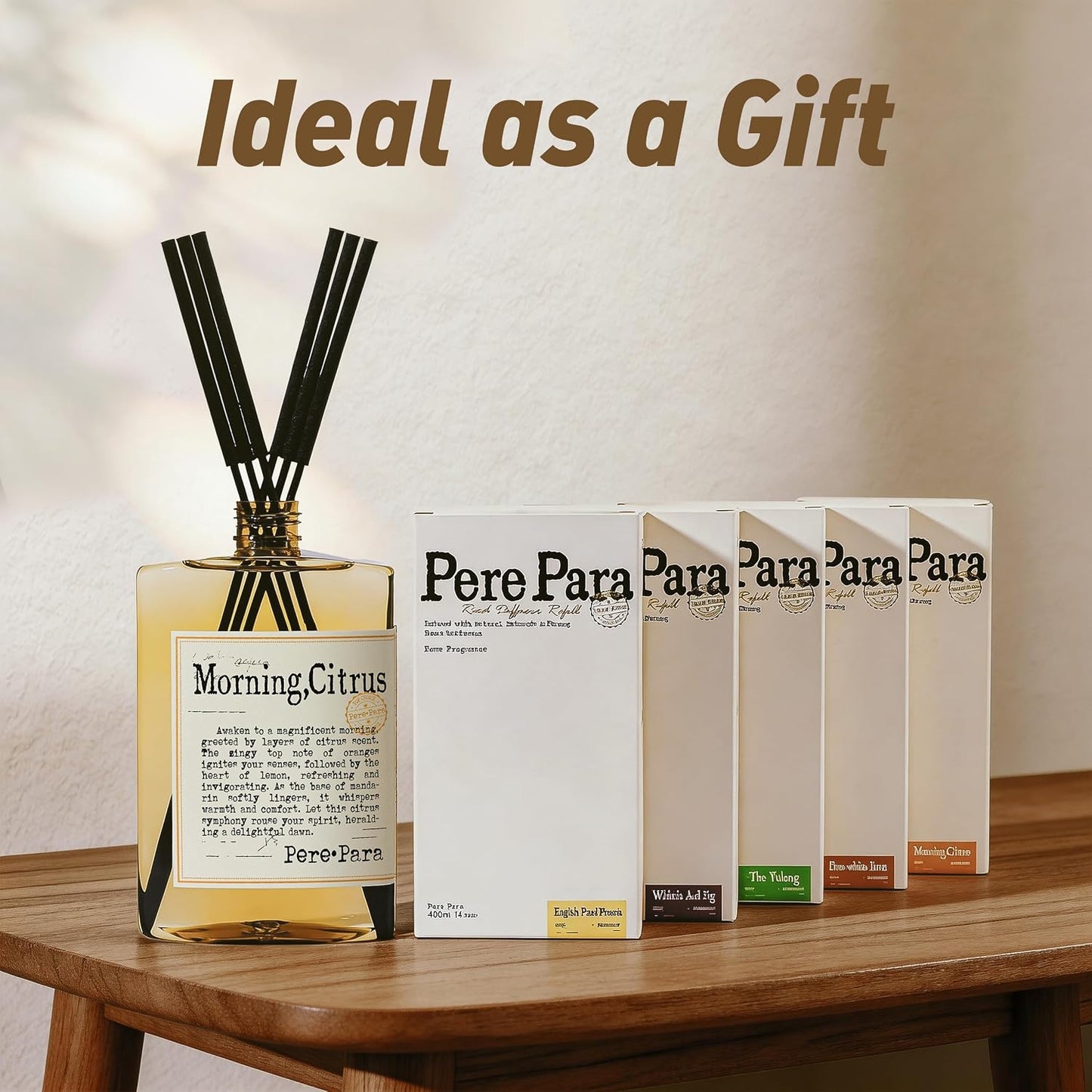 Morning Citrus Scent Reed Diffuser Refill Set 13.53 fl oz with 6 Sticks,【Wake Up Your Space】 Luxury Natural Long Lasting Home Fragrance Oil Air Freshener for Living Room and Kitchen