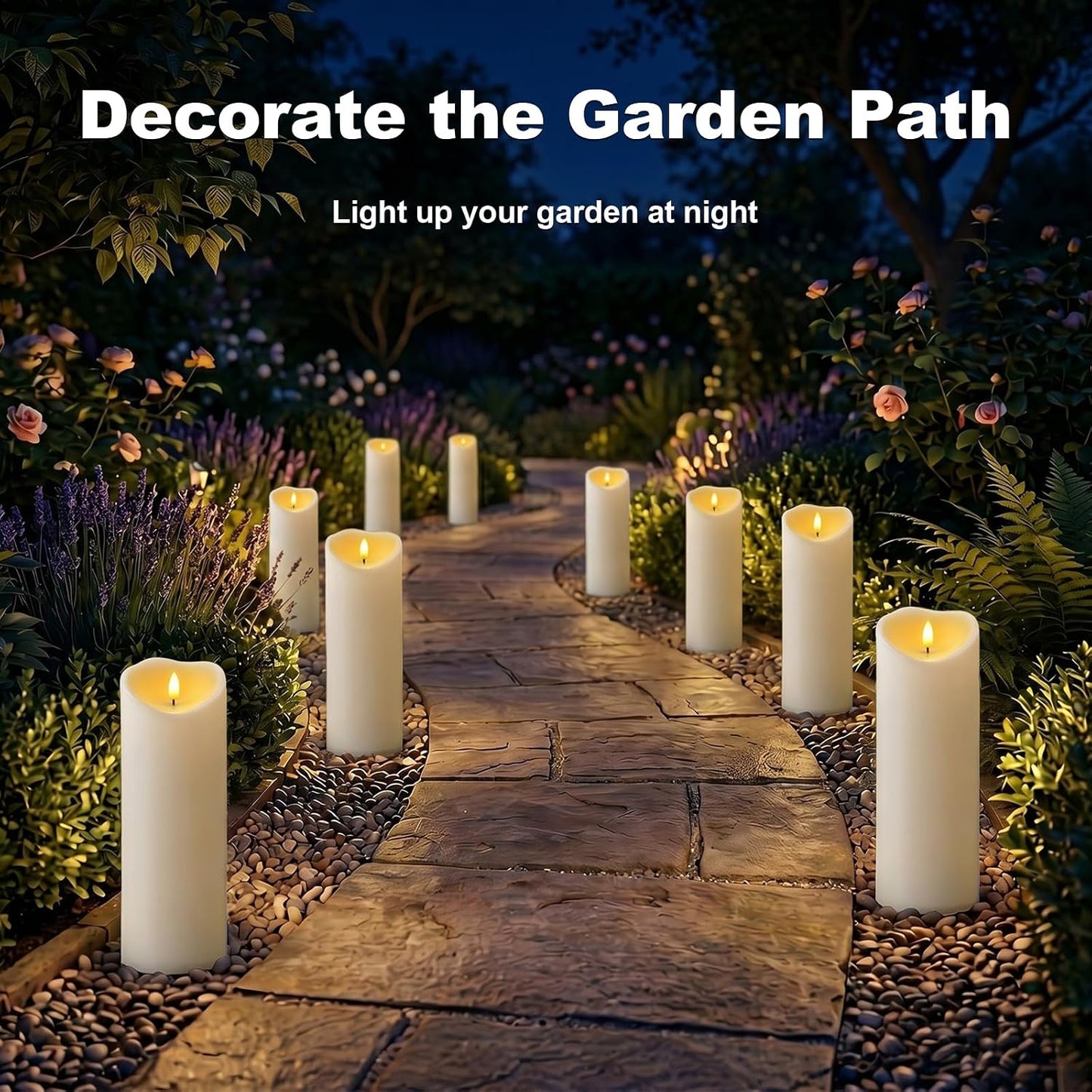 Amagic 4” x 12” Large Outdoor Candles with Timer Waterproof, Flickering Flameless Candles Battery Operated with Remote, Realistic LED Fake Pillar Candle for Lanterns, Patio, Porch, Garden Decor
