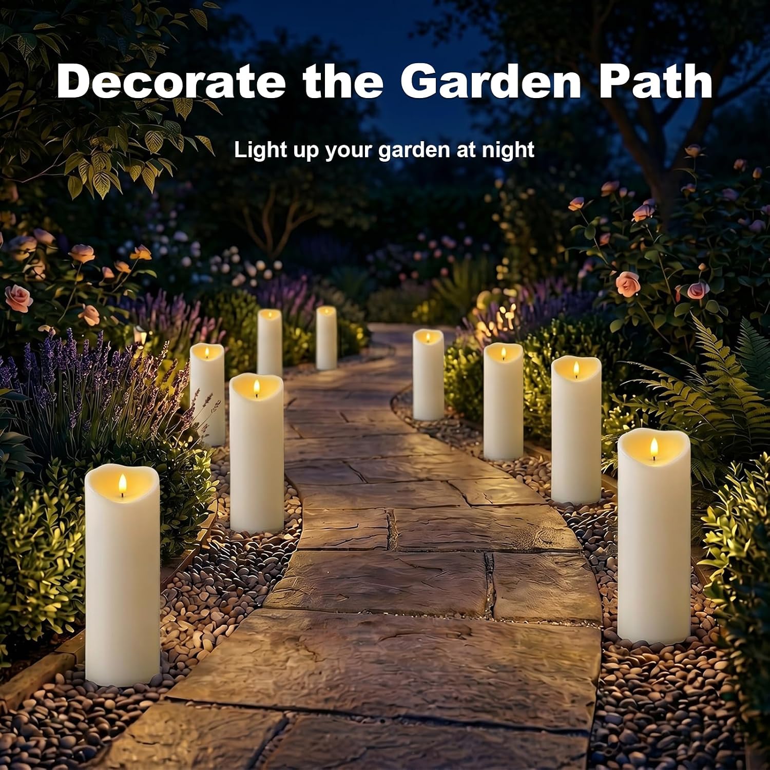 Amagic 4” x 12” Large Outdoor Candles with Timer Waterproof, Flickering Flameless Candles Battery Operated with Remote, Realistic LED Fake Pillar Candle for Lanterns, Patio, Porch, Garden Decor