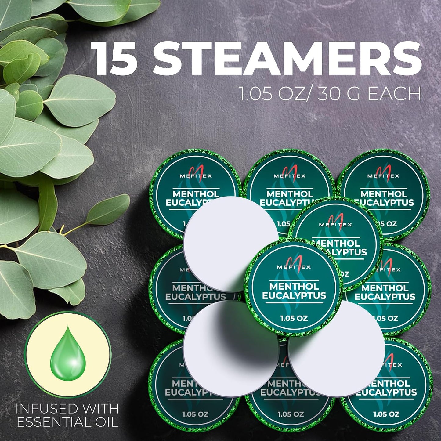 Shower Steamers for Men 15 Pack - Menthol Aromatherapy Shower Steamers, Strong Scent, Long Lasting, Premium Essential Oils, Valentine Gift Relaxation and Sinus Relief