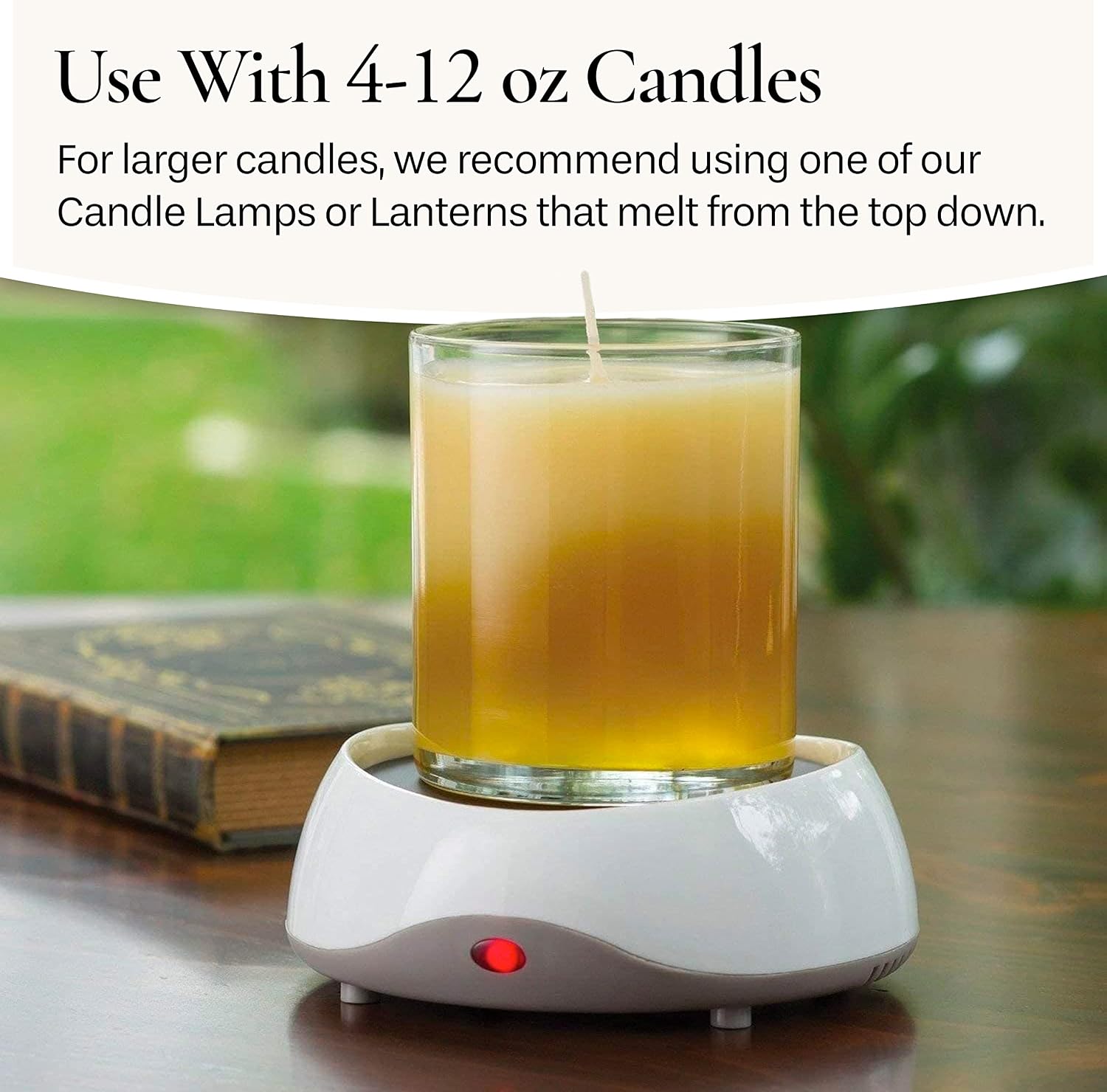 CANDLE WARMERS ETC. Auto Shutoff Candle Warmer Plate (White, Plug-in) – Modern Candle Wax Warmer with 8-Hour Timer