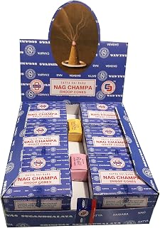 Nag Champa Satya Sai Baba Temple Incense Cones Carton, 12 Box