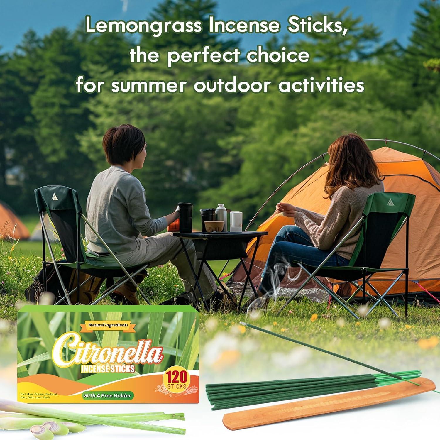 SCENTORINI Citronella Incense Sticks, 120 PCS Lemongrass Incense Sticks for Summer Home, Outdoor, Garden, Patio Camping, Pool Side, Porches, Courtyards, Farms, Garden Planting Area