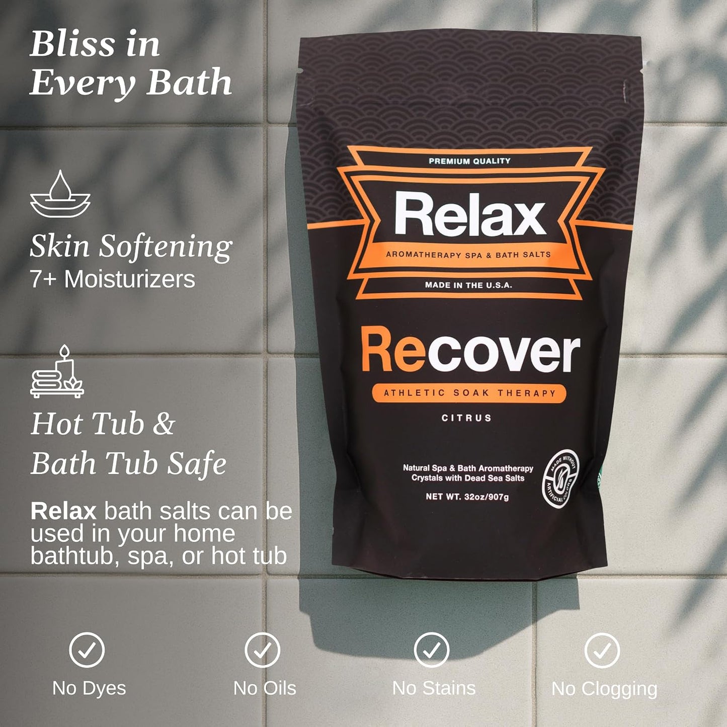 Relax Spa & Bath, Epsom & Dead Sea Salts, Aromatherapy Bath Salts for Hot Tub, Bath, or Spa, Infused with Magnesium, Recover Athletic Soak Therapy