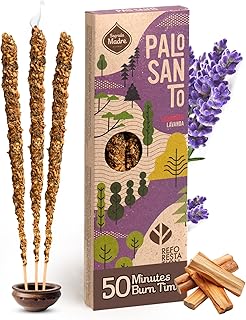 Sagrada Madre 4pcs Wildly Harvested Palo Santo Incense Sticks (Lavender), 6.7” Long - Non-Toxic, Aromatic Incense Sticks (50 min Approx. Burning Time) to Heal & Calm Your Body and Environment