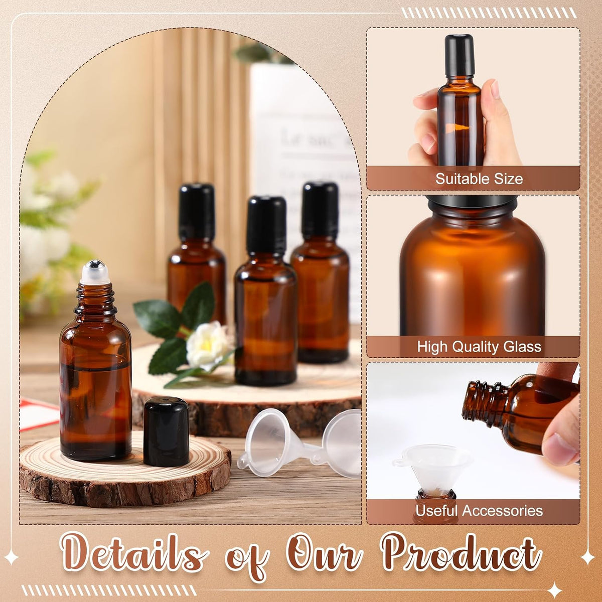 Sumind 12 Sets 30ml Roller Glass Bottle Essential Oil