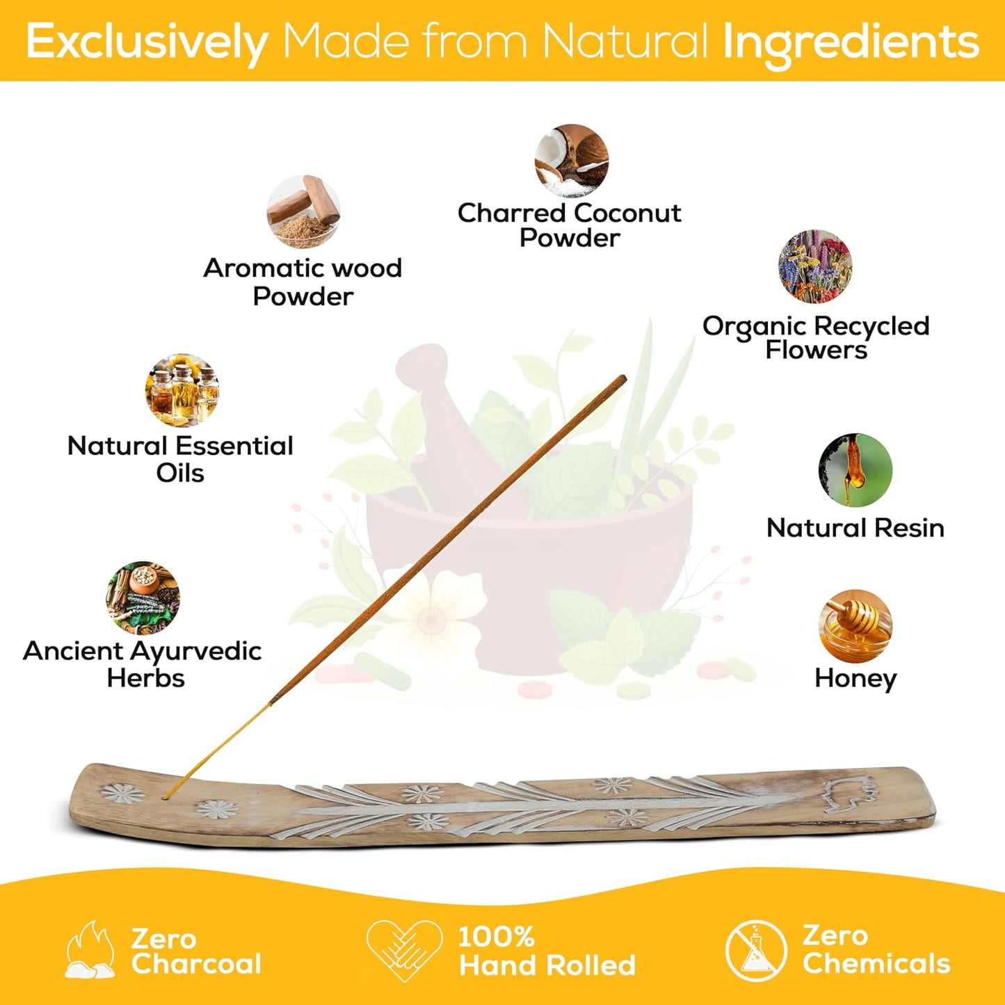 Satya Sandalwood Incense Sticks, Satya Bng Insens 15gmx12 Pack with Raajsee Insence Holder Bundle, Satya Nagchampa Natural Incence