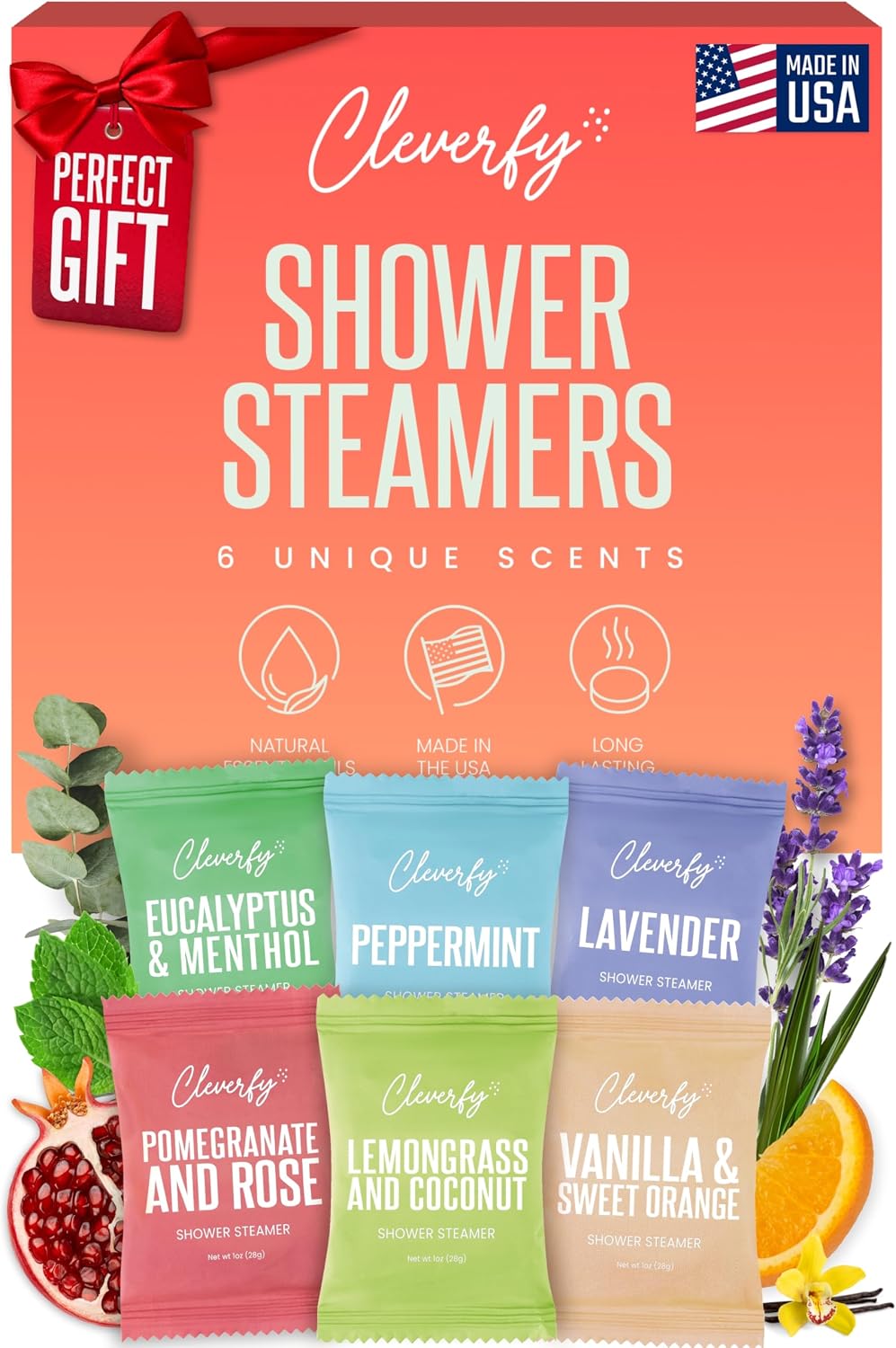Cleverfy Shower Steamers Aromatherapy - Birthday Gifts for Women, Mom, Wife, Grandma, Her, Best Friend, Daughter, Sister, Teens & Girlfriend - 6 Tablets