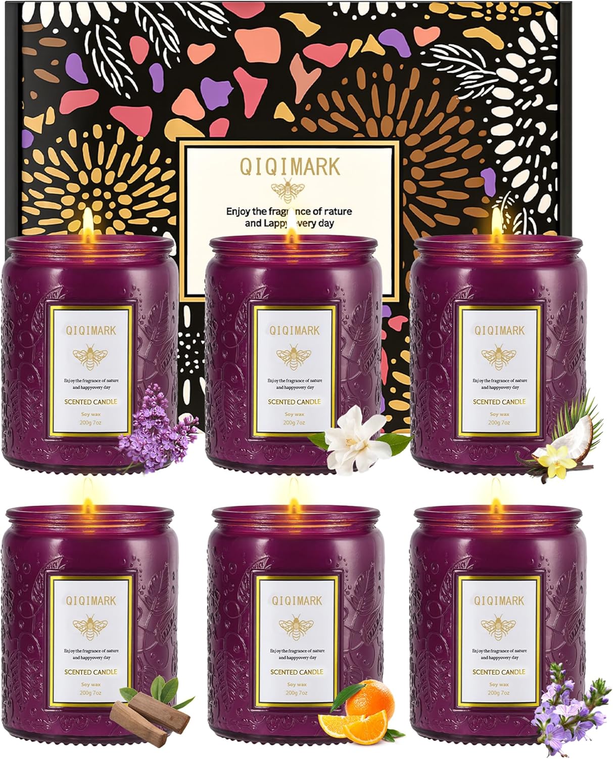 Scented Candles Set for Women, 6 Pack Soy Wax Aromatherapy Candles, Home Fragrance Set for Relaxation Stress Relief, Long Lasting Cozy Home Candles, Birthday Christmas Housewarming Gifts