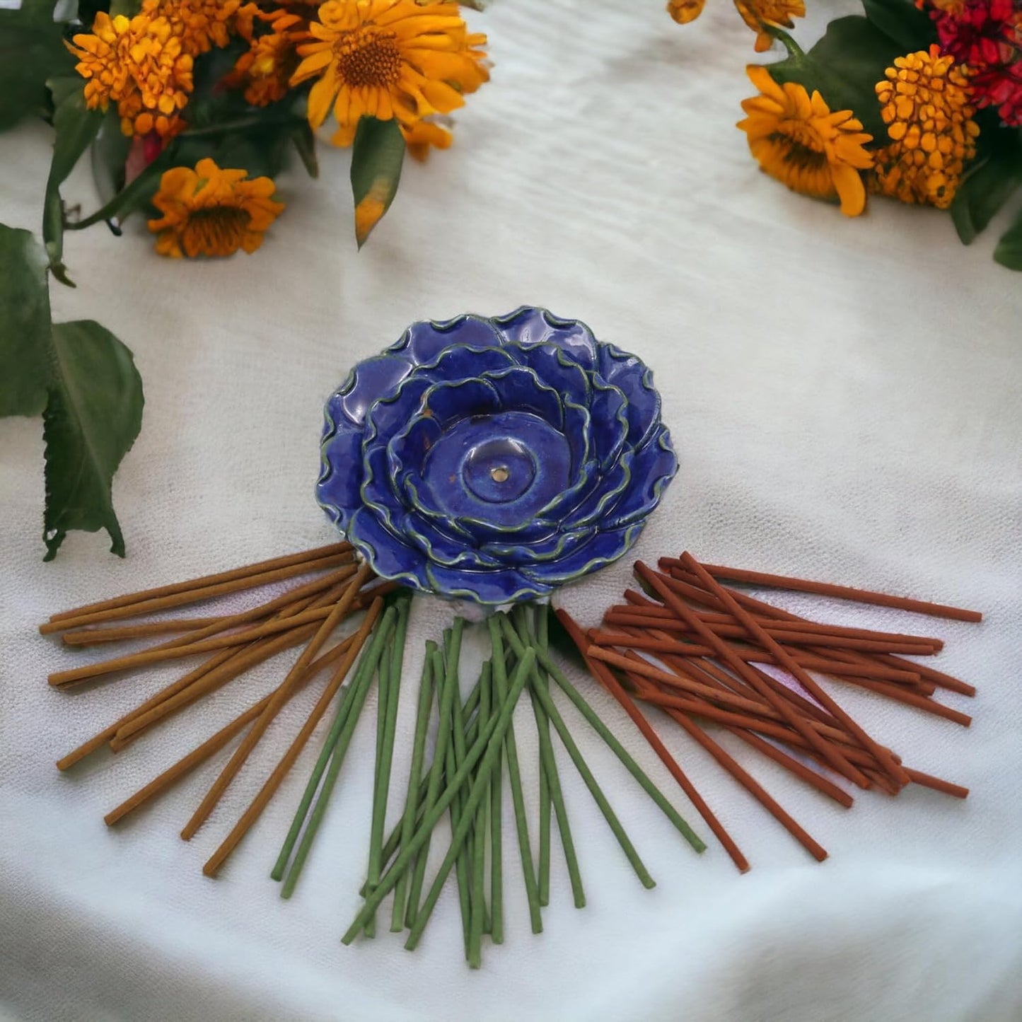 Hosley Incense Sticks Gift Set Each Includes 60 Incense Sticks & a Flower Ceramic Holder - Bathroom Set for Home, Weddings, Meditation, Spa, Bathroom Use - 6 Sets