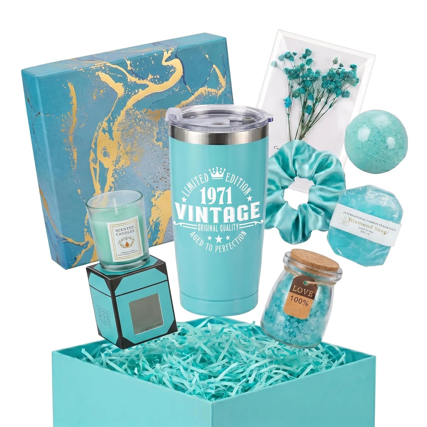55th Birthday Gifts Women Spa Bath Basket Body Works Set For Her Lady Mom Mommy Mother in Law Grandma Wife 55 Years Old Best Vintage 1971 Birthday Christmas Thanksgiving Day Thank You Present