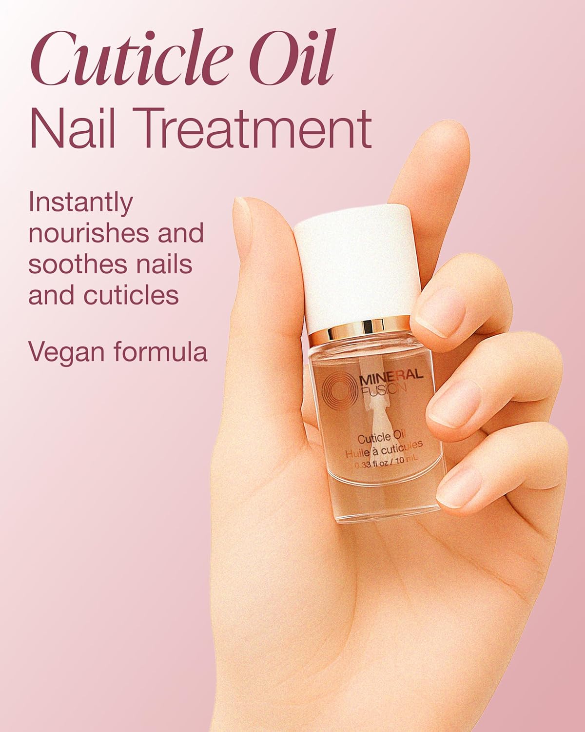 Mineral Fusion Cuticle Oil Nail Treatment - Natural Moisturizer with Vitamin E and Sweet Almond Oil - Softens & Protects Cuticles - Vegan, 99% Naturally Derived Formula - 0.33 oz