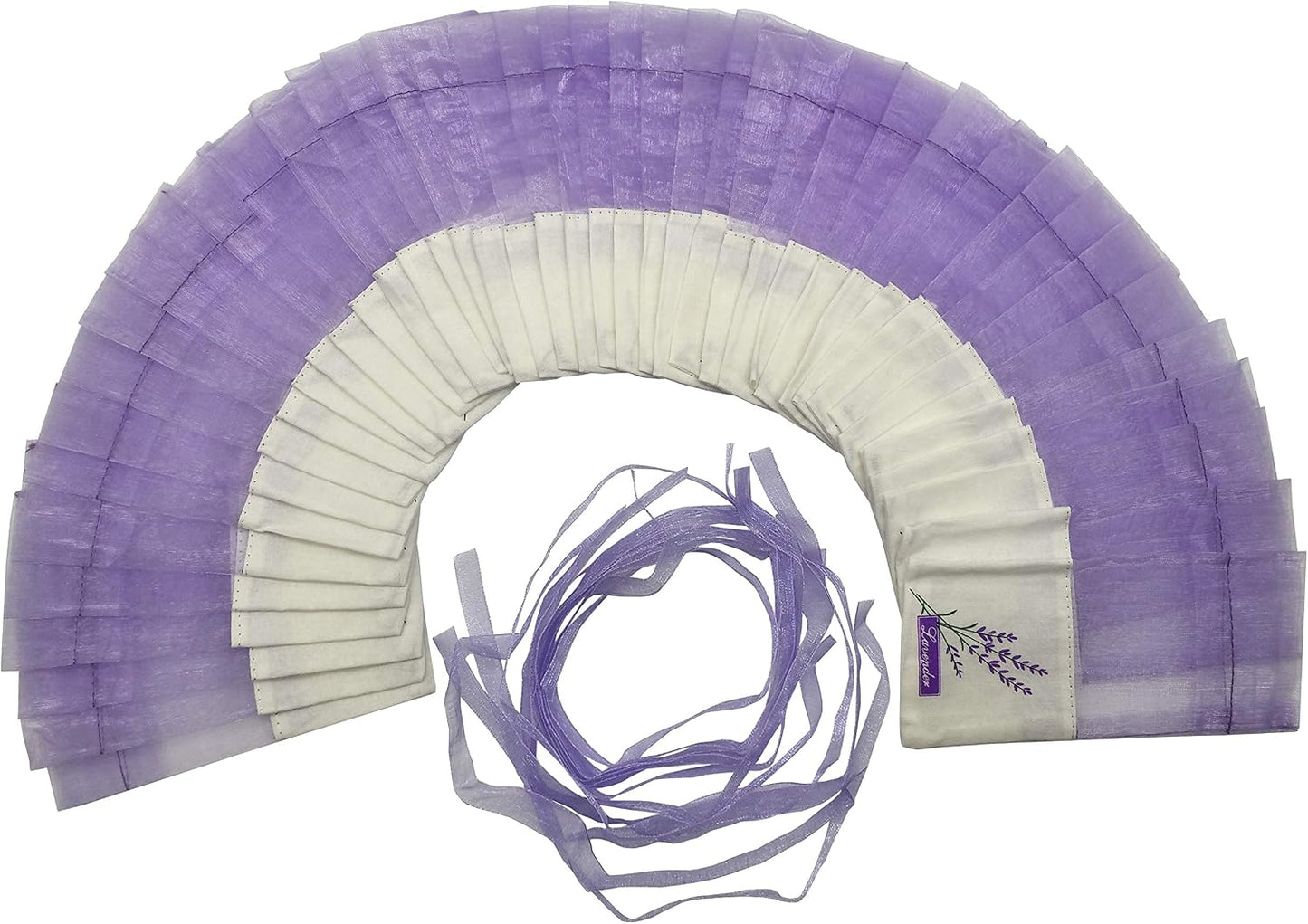 Sanrich 50PCS Lavender Sachet Bags Empty Purple Gauze Ribbons Cotton-Ramie Sacks (Light Purple)