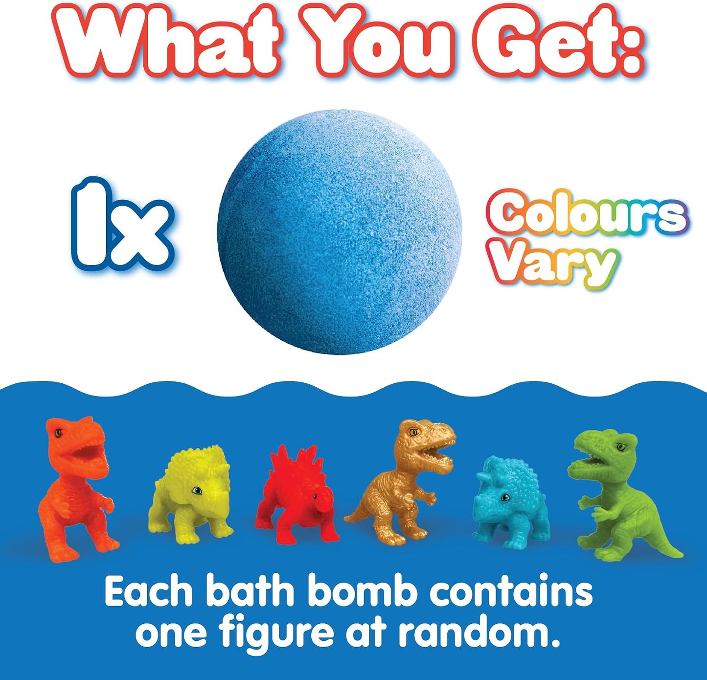 Zimpli Kids Large Dino Surprise Bath Bomb, 1 of 6 Surprise Dinosaur Toys to Collect, One per Baff Bomb, Mystery Toys for Boys & Girls, Collectable Gifts for Kids Aged 3 and up