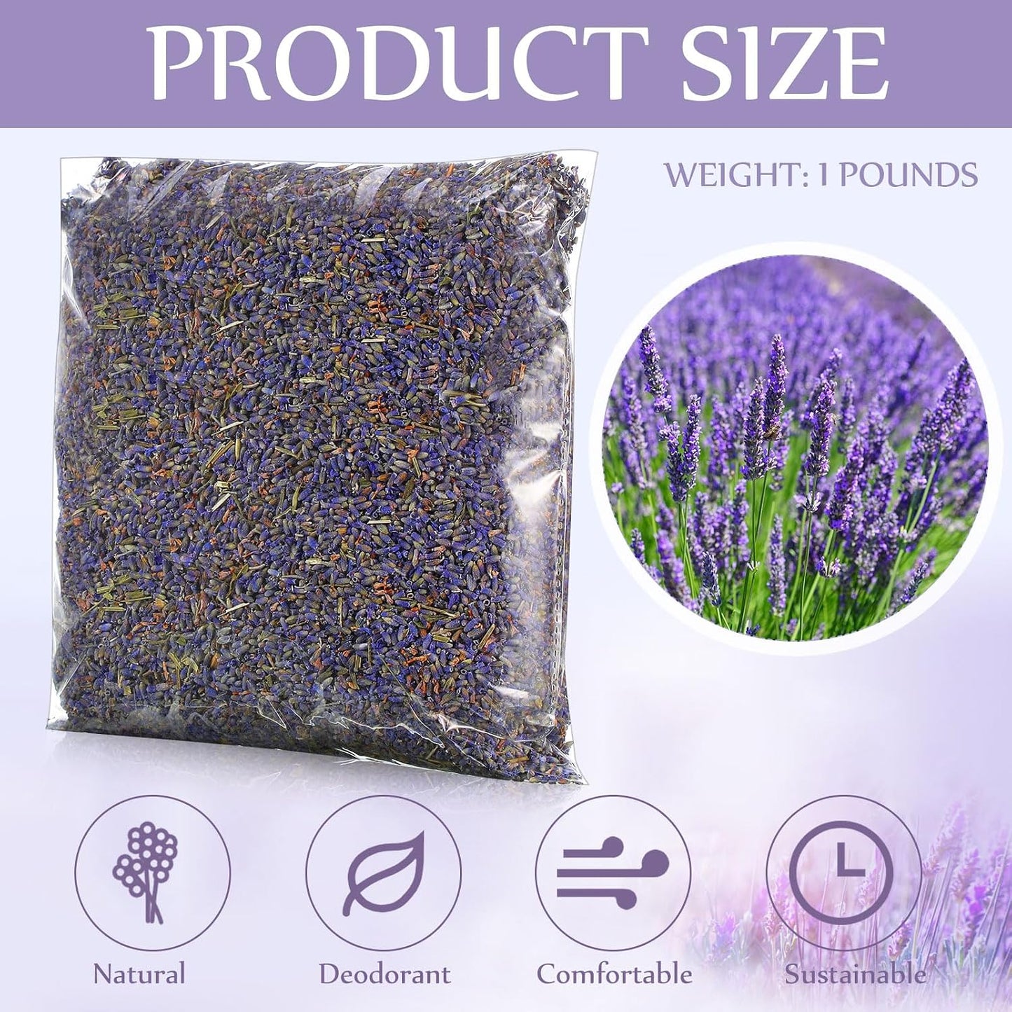 Treela 1 Pound Dried Lavender Bulk Dry Lavender Buds Fragrant Flower Petals for DIY Wedding Gift Fragrance Sachets
