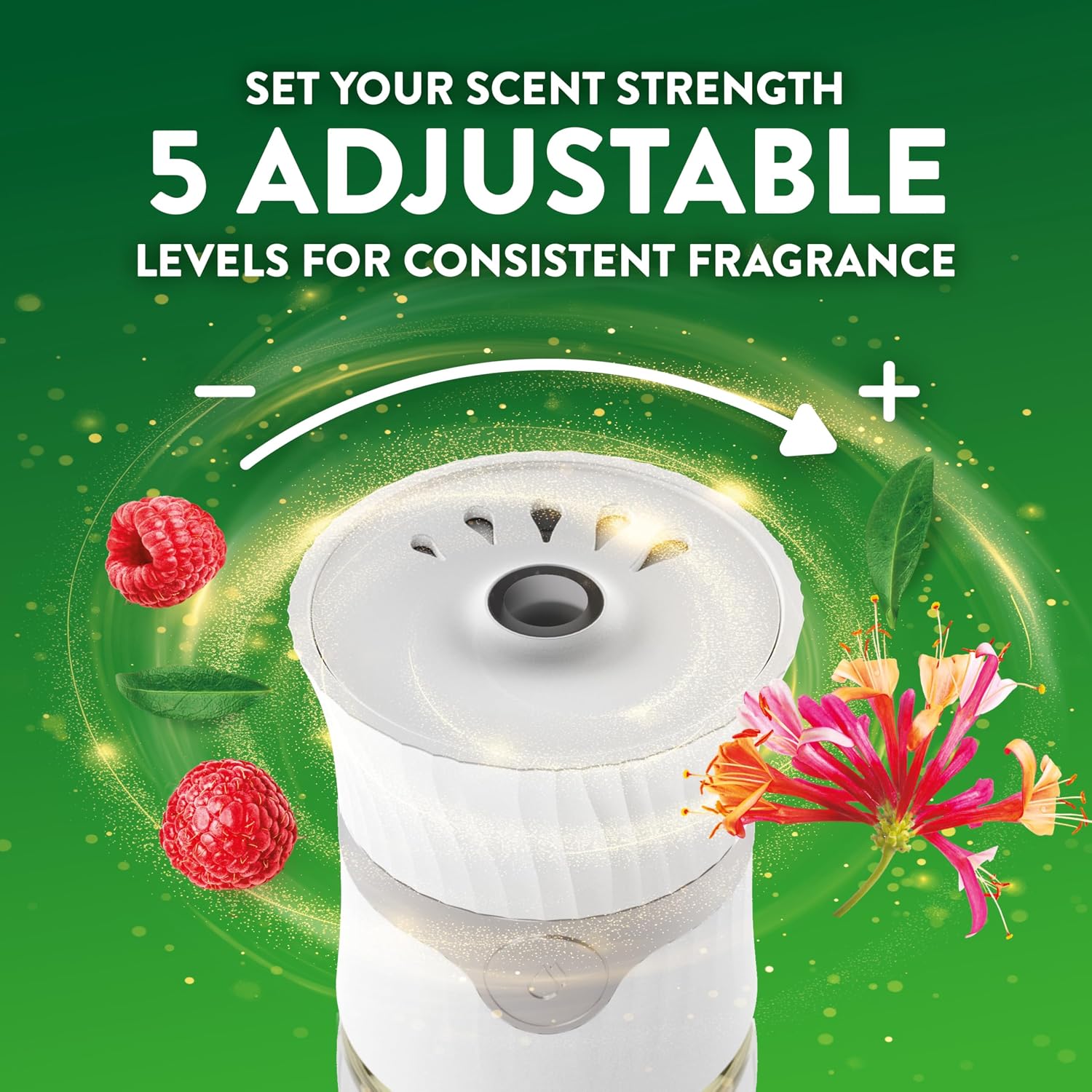 Air Wick Plug-In Scented Oil Refills, 4 Count, Lush Honeysuckle and Raspberry, Air Freshener, Essential Oils, Eco Friendly