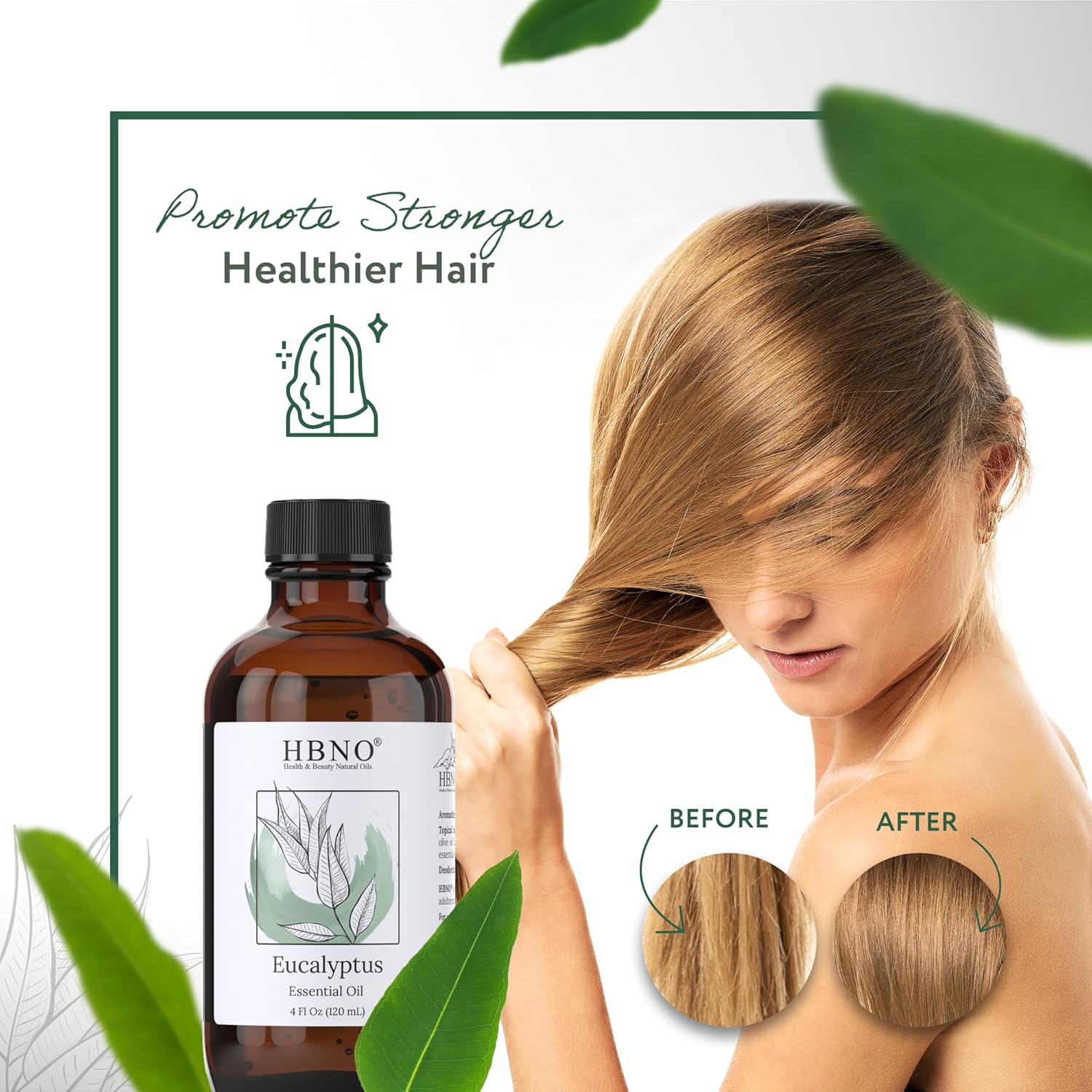 HBNO California Bottled Eucalyptus Essential Oil for Diffuser 4 fl oz (120ml) - Perfect Eucalyptus Oil Essential Oil for Aromatherapy & DIY