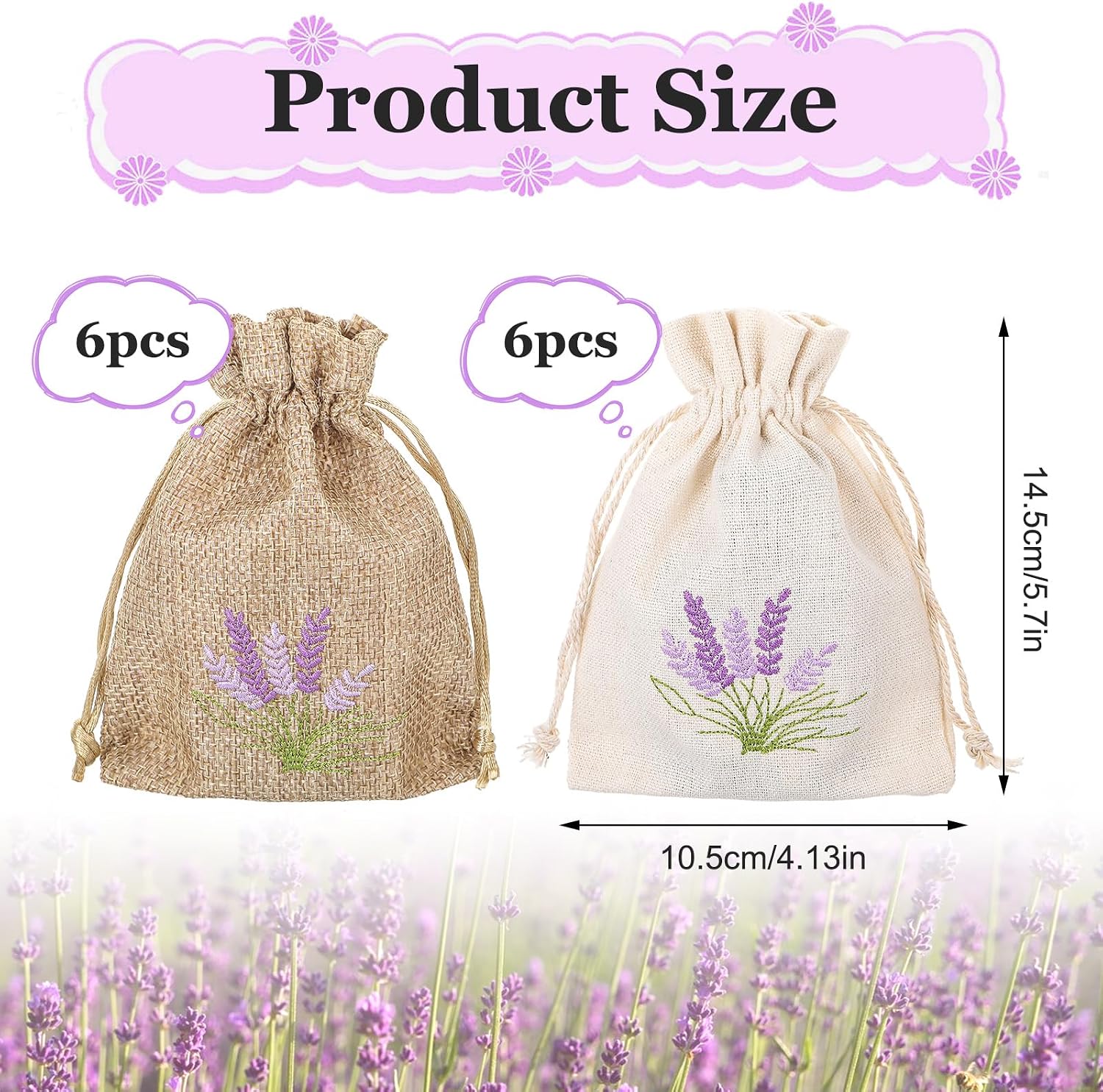 12 PCS Lavender Bags, Sachet Empty Bags Small Jute Bag with Drawstring Cotton Linen Pouch for Filling Spice Jewellery Wedding