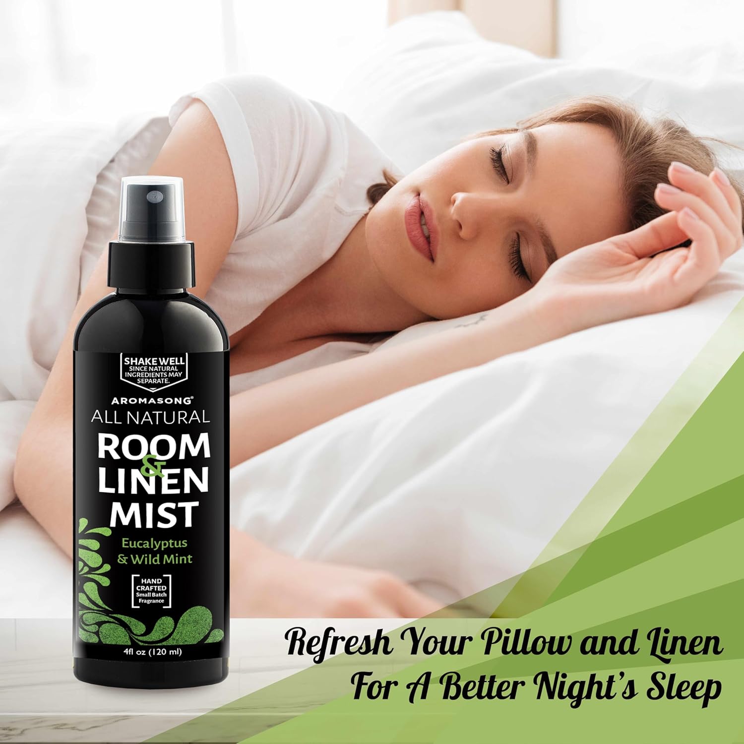 Aromasong Eucalyptus & Wild Mint Linen and Room Spray, Natural Aromatic Mist, Relax Your Body & Mind, Perfect as a Bathroom Spray Air Freshener Pillow Mist