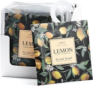 12 Pack Lemon Scented Sachets, Long-Lasting Fresh Scent, Air Freshener for Closet & Drawers, Hanging Deodorizer for Home