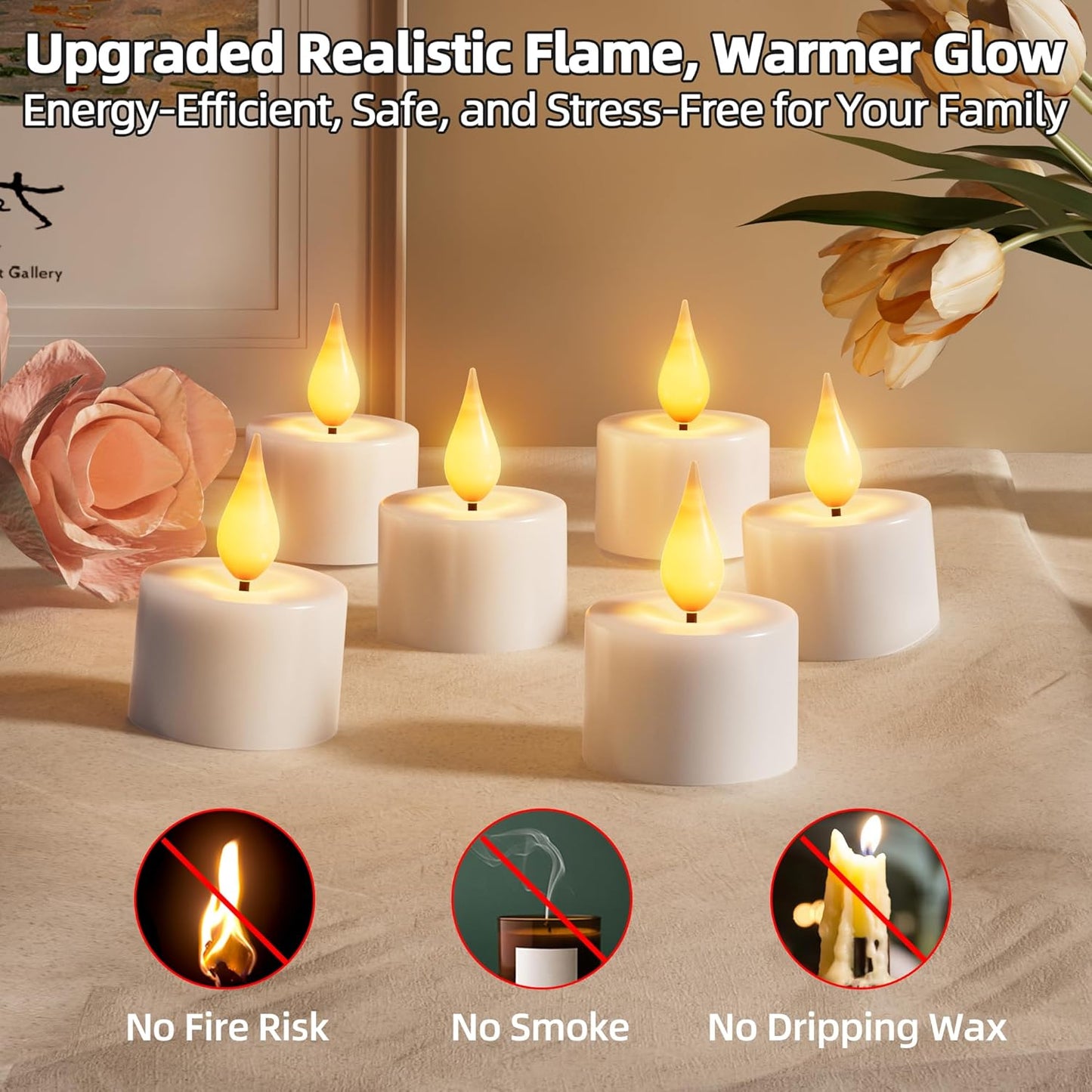 Rechargeable Flameless Tea Lights Candles: 12Pcs Battery Operated Tea light Candles with Remote Timer & Charging Base LED Flickering Votive Tealight Candles for Christmas Halloween Wedding Decor