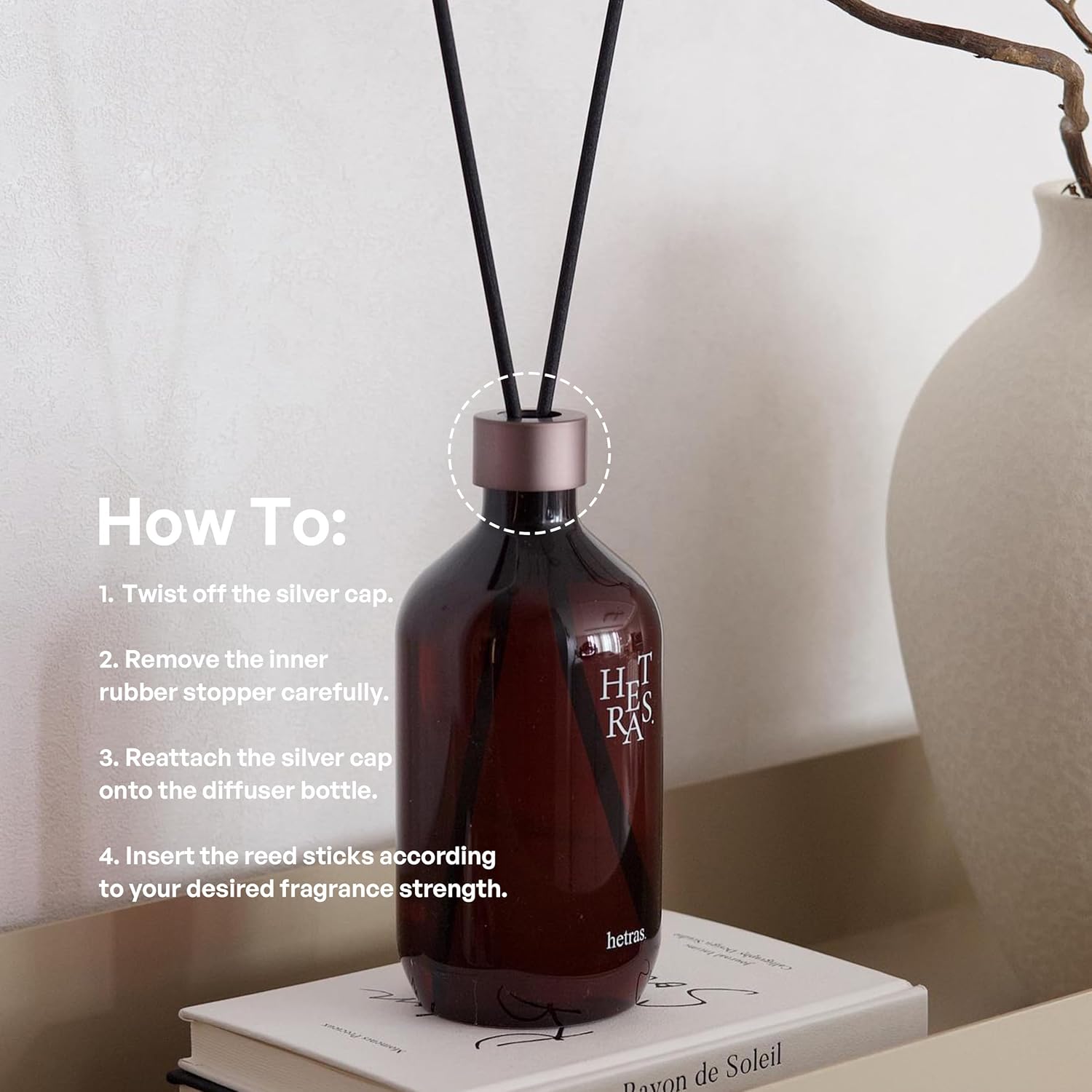 hetras Premium Reed Diffuser Set (Pure Laundry Scent)–Large Capacity Value 2-Pack | 16.9 fl.oz (500ml) x 2 Bottles with 10 Reed Sticks Total | Fresh Cotton & Musk Linen Aroma | Luxury Decor & Gift