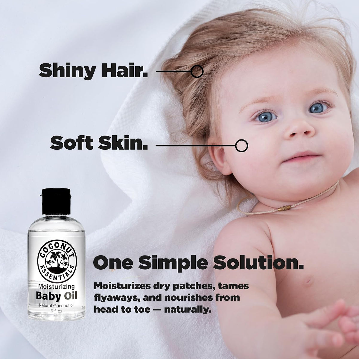 Coconut Essentials BABY OIL - Liquid Coconut oil (MCT) - No Mineral oil - Unscented Moisturizer - Infant & Newborn - Massage