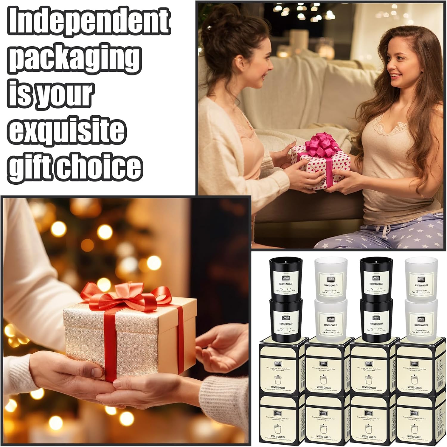 Threlaco 72 Pcs Scented Candles Bulk Home Aromatherapy Candle Gift for Women 8 Fragrance Long Lasting Soy Wax Jar Candles for Mother's Day Thanksgiving Christmas Coworker Employee (Fresh, Black White)