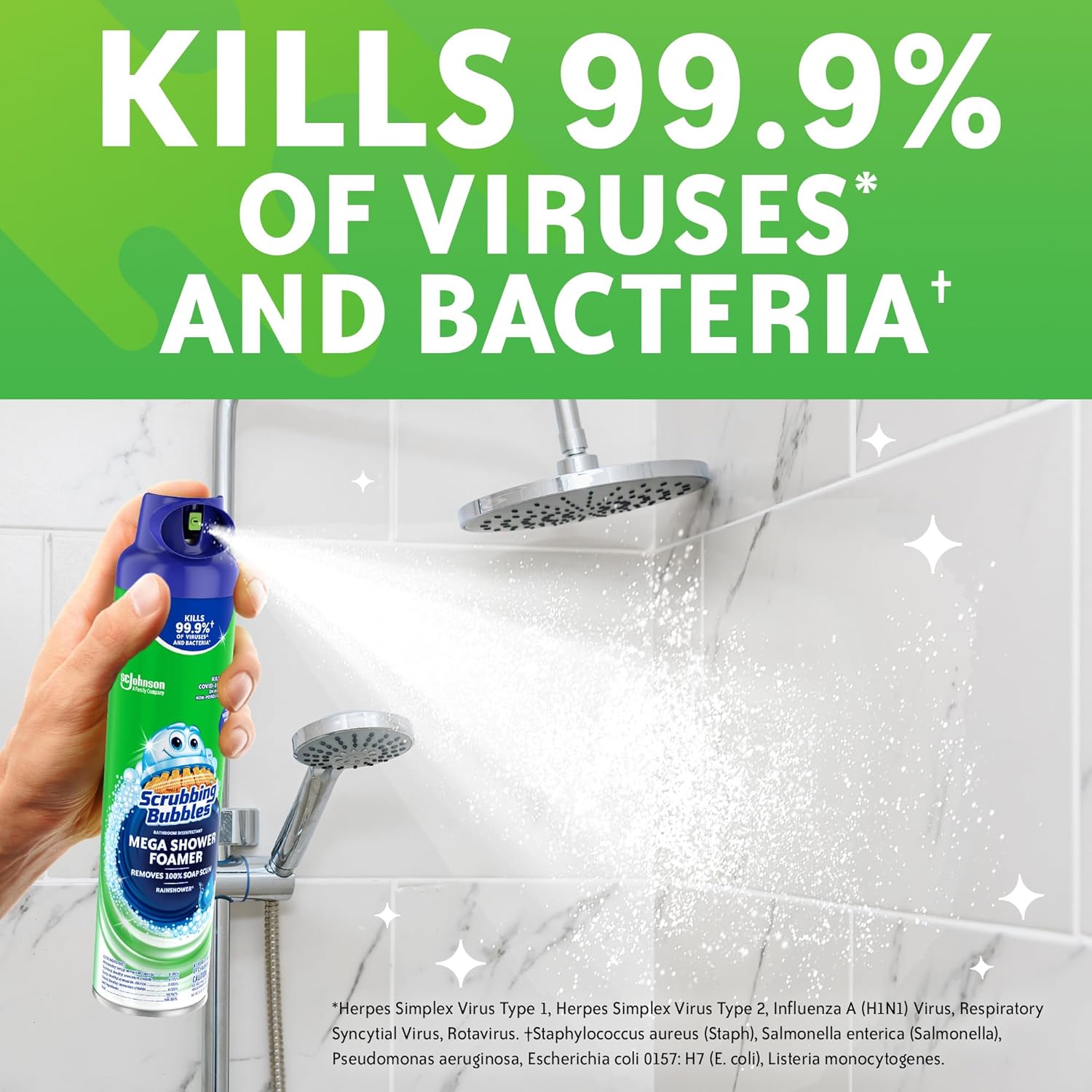 Scrubbing Bubbles Mega Bathroom and Shower Foamer Aerosol, Rainshower Scent, 20oz (Pack of 2)