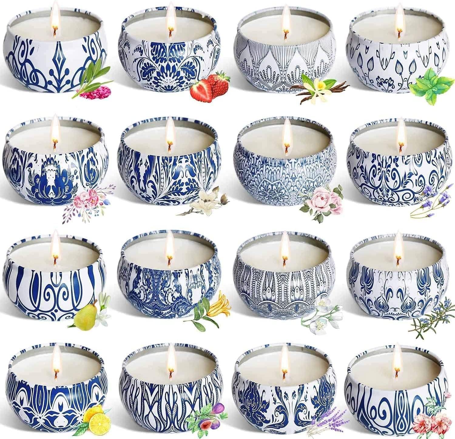 YOROXRG Scented Candles Gifts Set 16 Pack Soy Wax Travel Tin Jar Candles for Home 2.5 OZ for Mom for Christmas, Birthday, Thanksgiving, Mother's Day