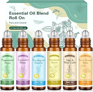 Essential Oil Roll On for Self Care - Aromatherapy Oil Gift for Women Men, Portable Aromatherapy Blend for Relaxation - Self Care Gifts for Women Valentines Birthday Christmas Moms Day -6 x 10ml