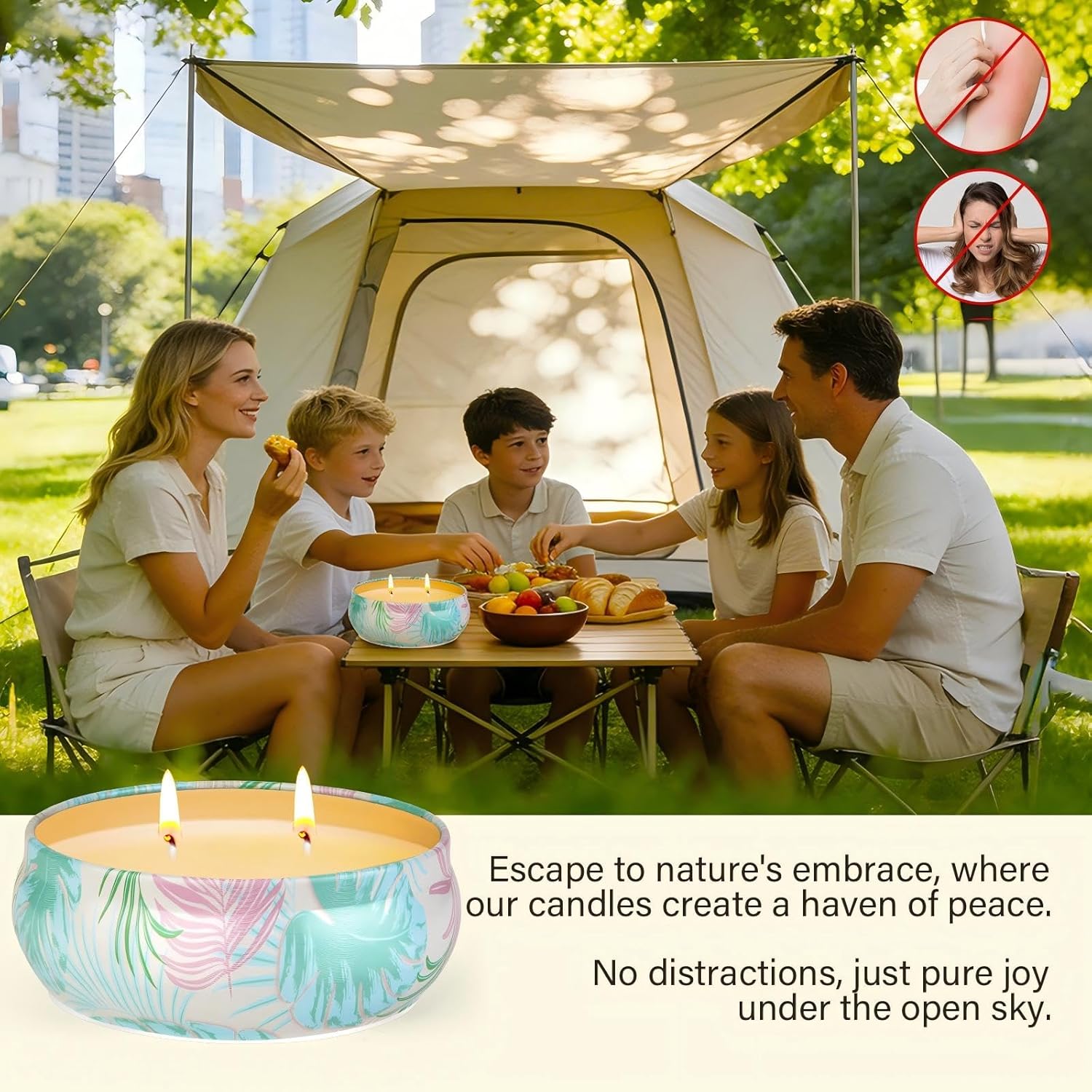 ‌Citronella Candles Outdoor, 4 Pack 8oz Double-Wick Lemongrass Candle, Natural Soy Wax Scented Candle for Home, Long Burn for Indoor Outdoor Camping Patio