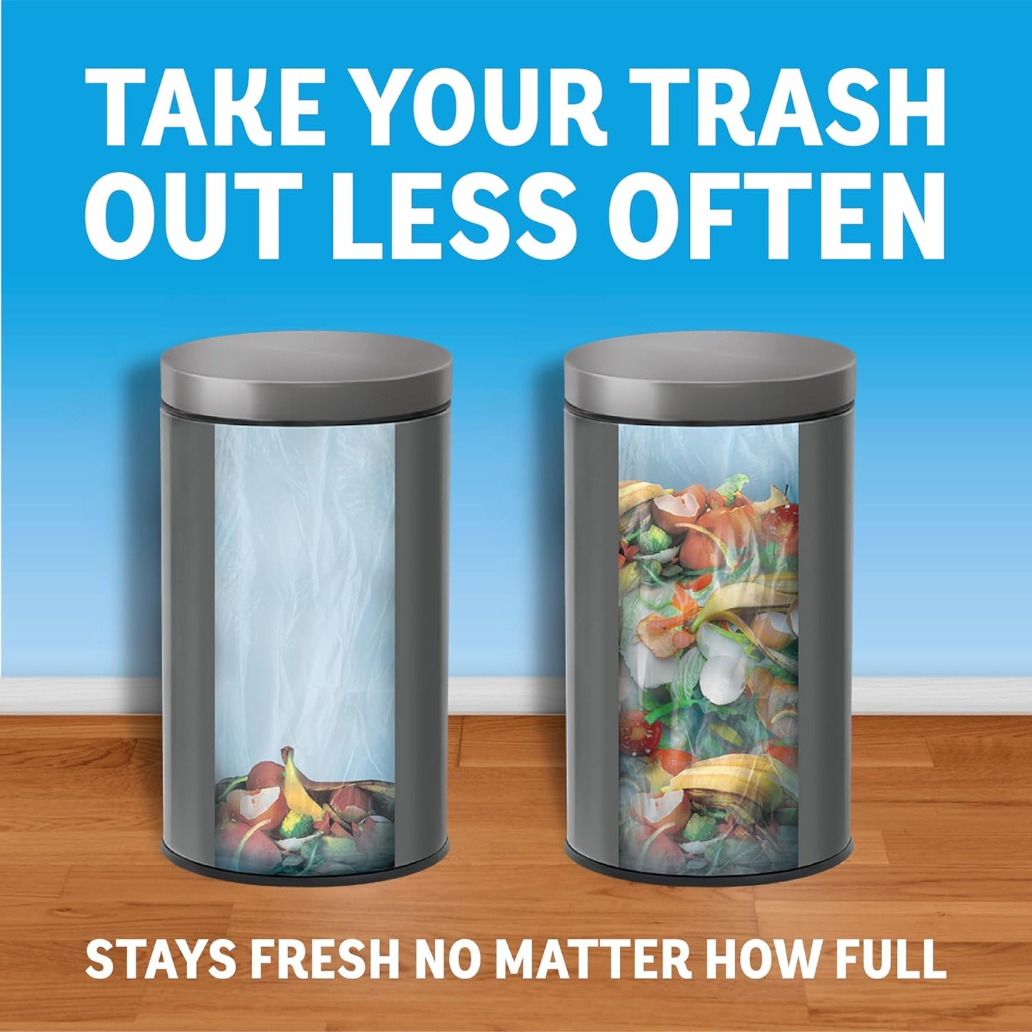 Febreze Trash Odor Fighter, Trash Can Air Freshener, Stick-On Deodorizer for Garbage Cans, Diaper Pails, Works with Scented Trash Bags, Fresh Lemon and Linen & Sky Scents, 2 Holders + 2 Refills