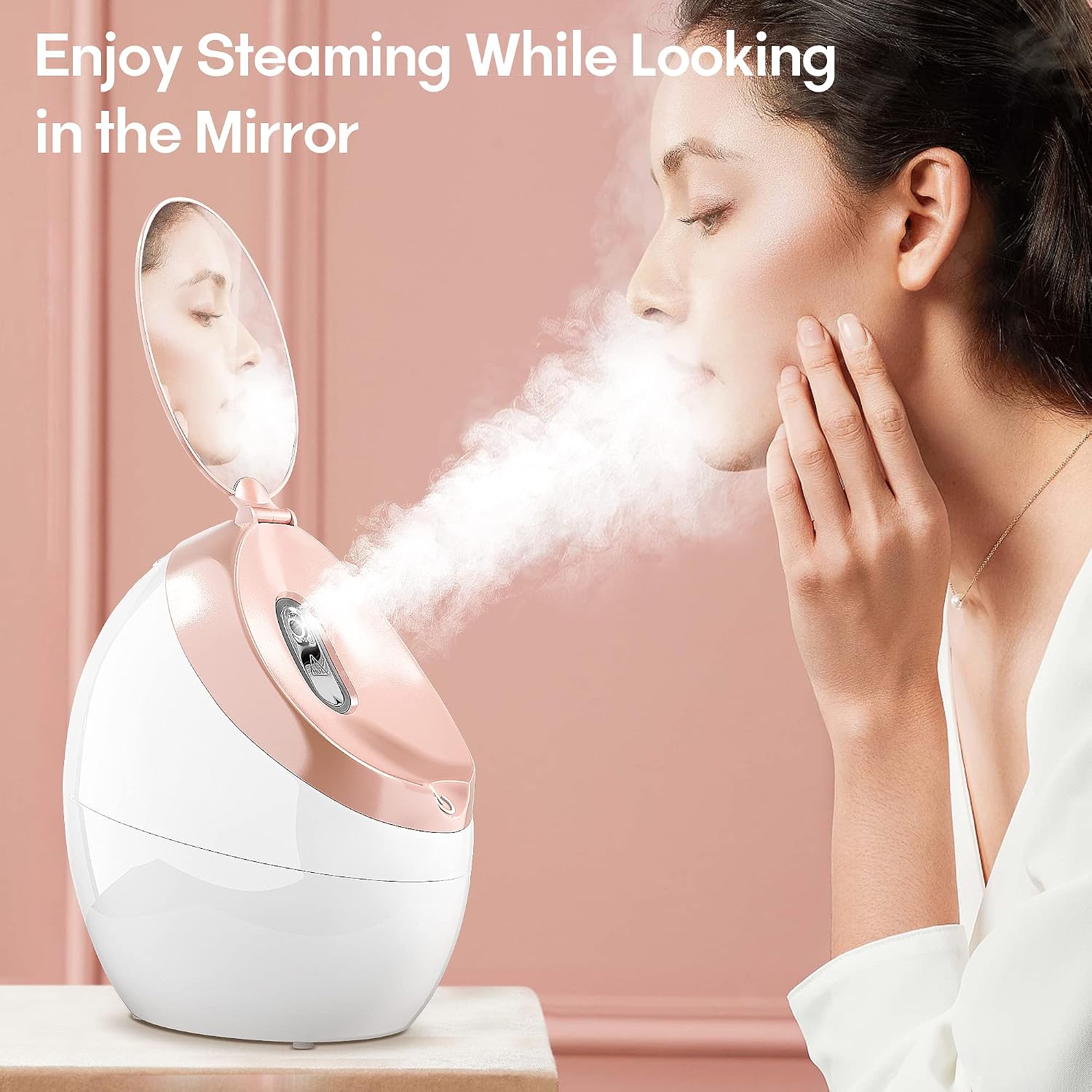 Facial Steamer- Professional Nano Ionic Facial Steamer- with HD Makeup Mirror - Oznoe Steamer - High Capacity - Suitable for Home with Mini Size