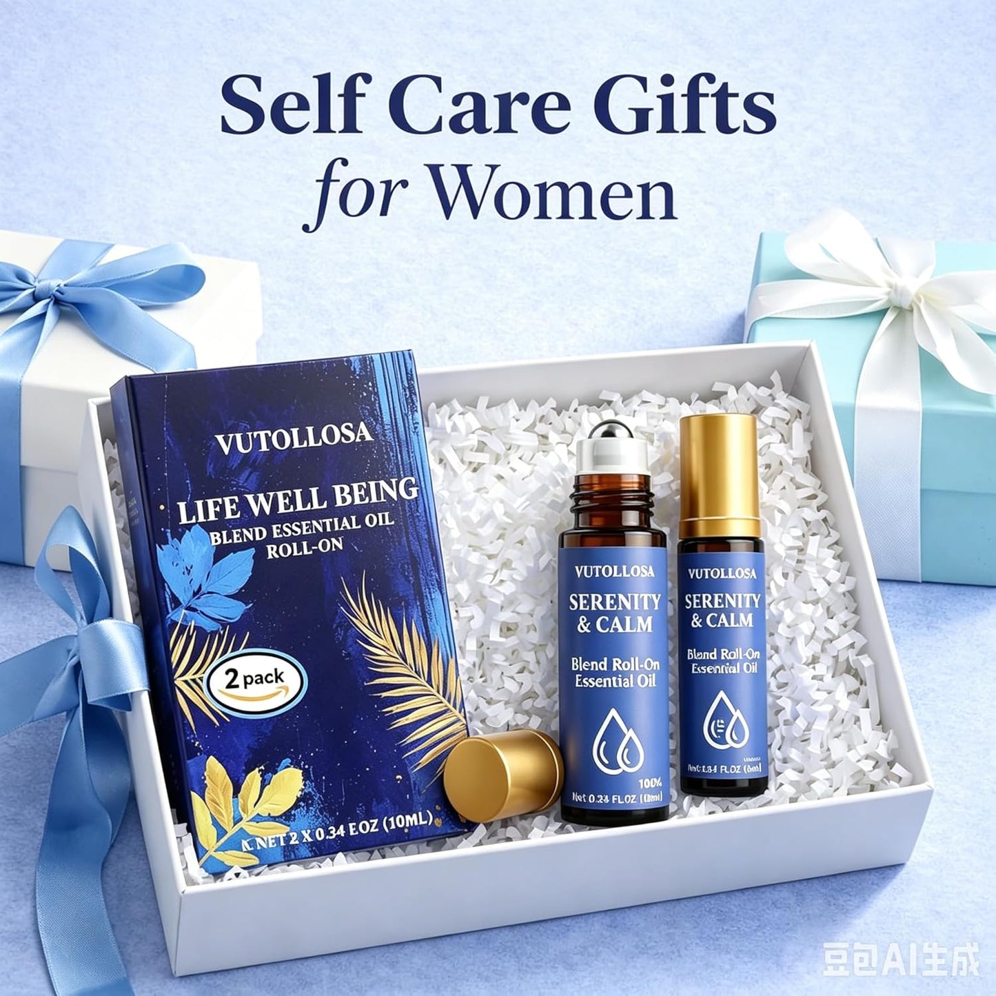 2-Pack Serenity & Calm Essential Oil Roll On | Pure Natural Essential Oil Blend | Self Care, Relaxation & Travel Gifts for Women, Teachers & Colleagues | VUTOLLOSA