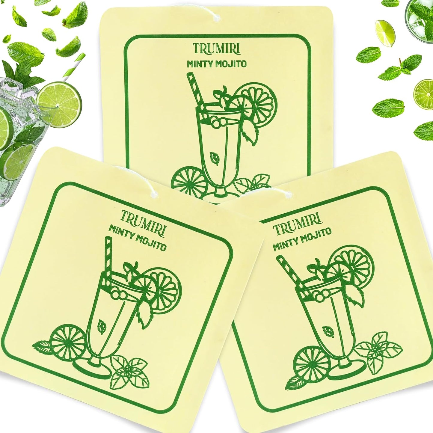 Minty Mojito - Scented Sachets for Drawer and Closet Freshener with Long Lasting Scent - Pack of 3 - Home Fragrance Sachet Bag Dresser Refresher Packet - Olores para Closet De Ropa