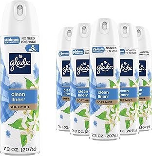 Glade Air Freshener Room Spray, Clean Linen Scent, Odor Fighting to Deliver Long Lasting Freshness, 7.3 Oz, 6 Count