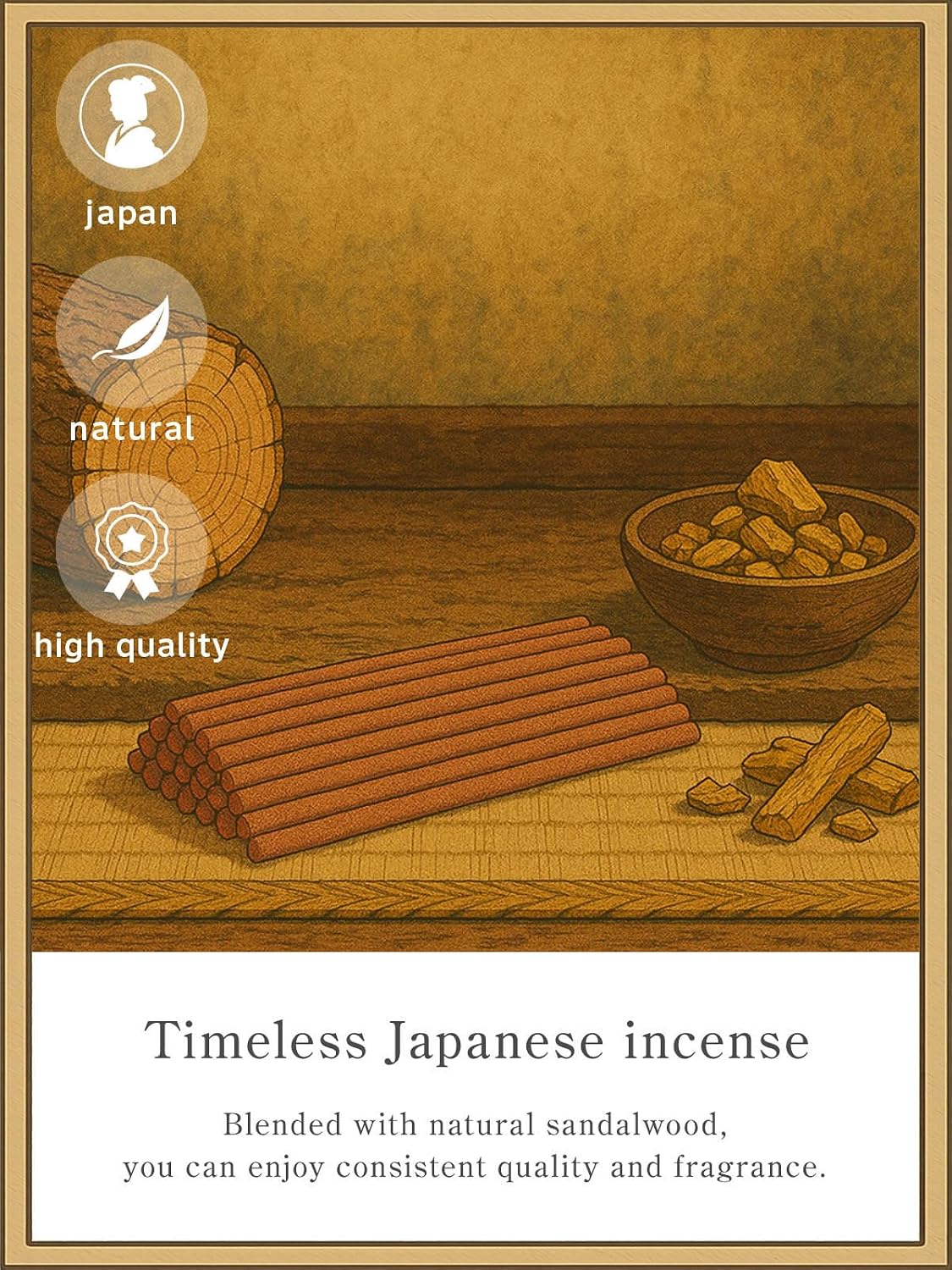 なごみ工房 Samurai Incense Sticks, Approx. 95 Sticks ZENRED Sandalwood Purifying Meditation Low Smoke Sandalwood Aroma Made in Japan Vanilla Incense Stick Gift Gift